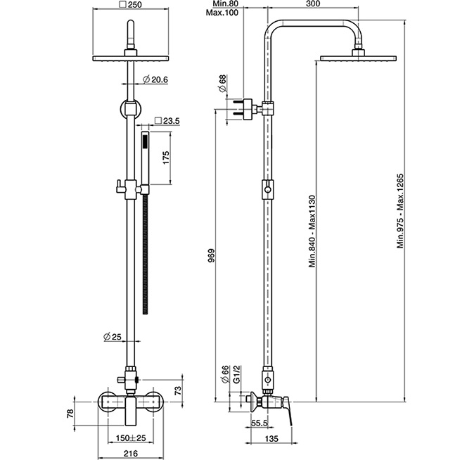 Душевая стойка со смесителем Fima Carlo Frattini Fit F3385/2CR (хром)