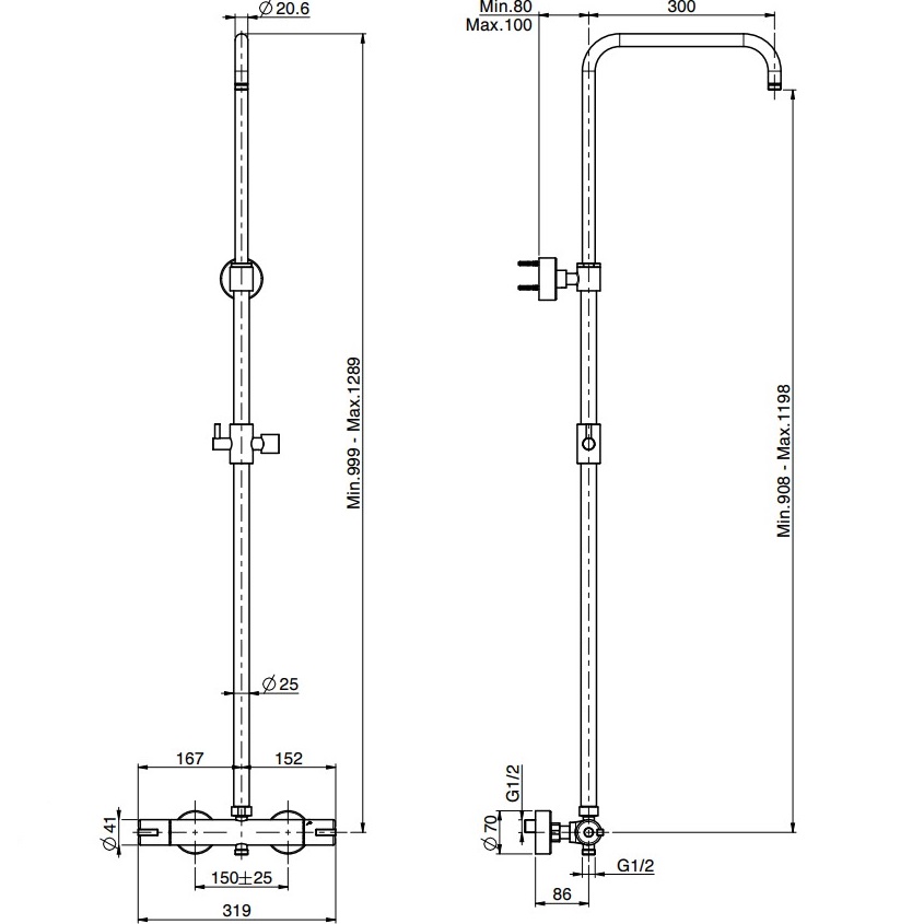Душевая стойка со смесителем настенная Fima Carlo Frattini Wellness F3155SCR (хром)