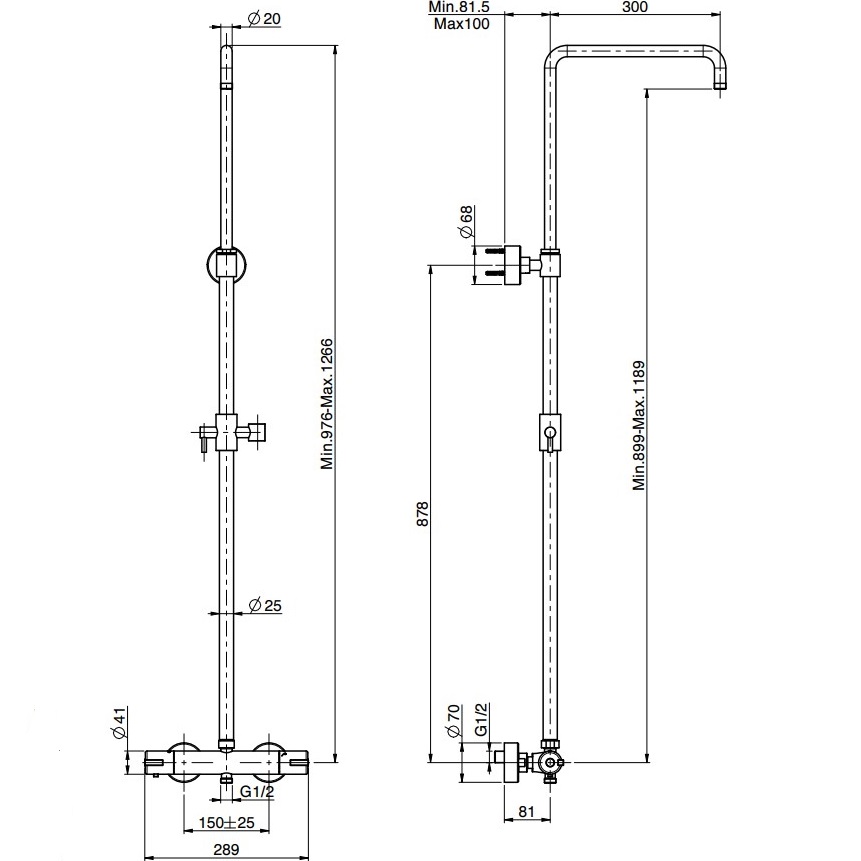 Душевая стойка со смесителем настенная Fima Carlo Frattini Wellness F4085SCR (хром), с термостатом