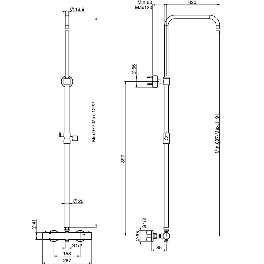 Душевая стойка со смесителем настенная Fima Carlo Frattini Wellness F4285SCR (хром), с термостатом