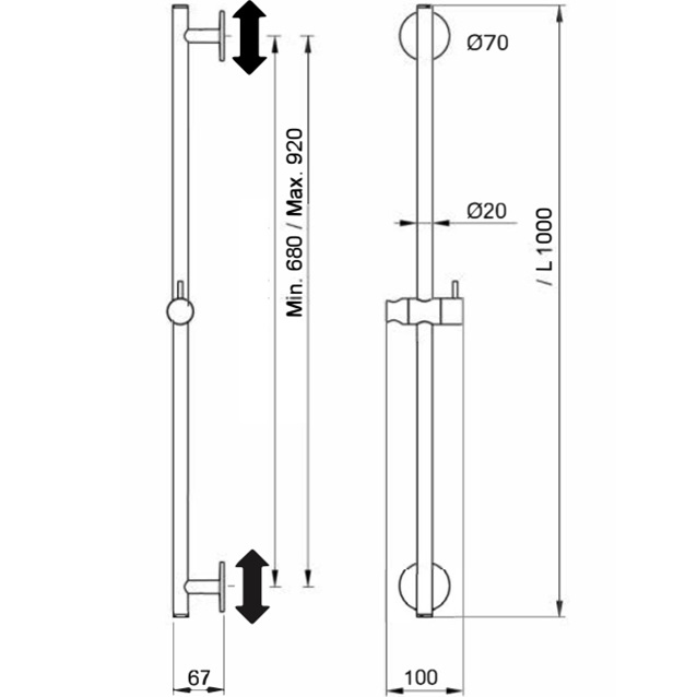 Душевой гарнитур Almar E144065.AB 100см (черный металл брашированный)