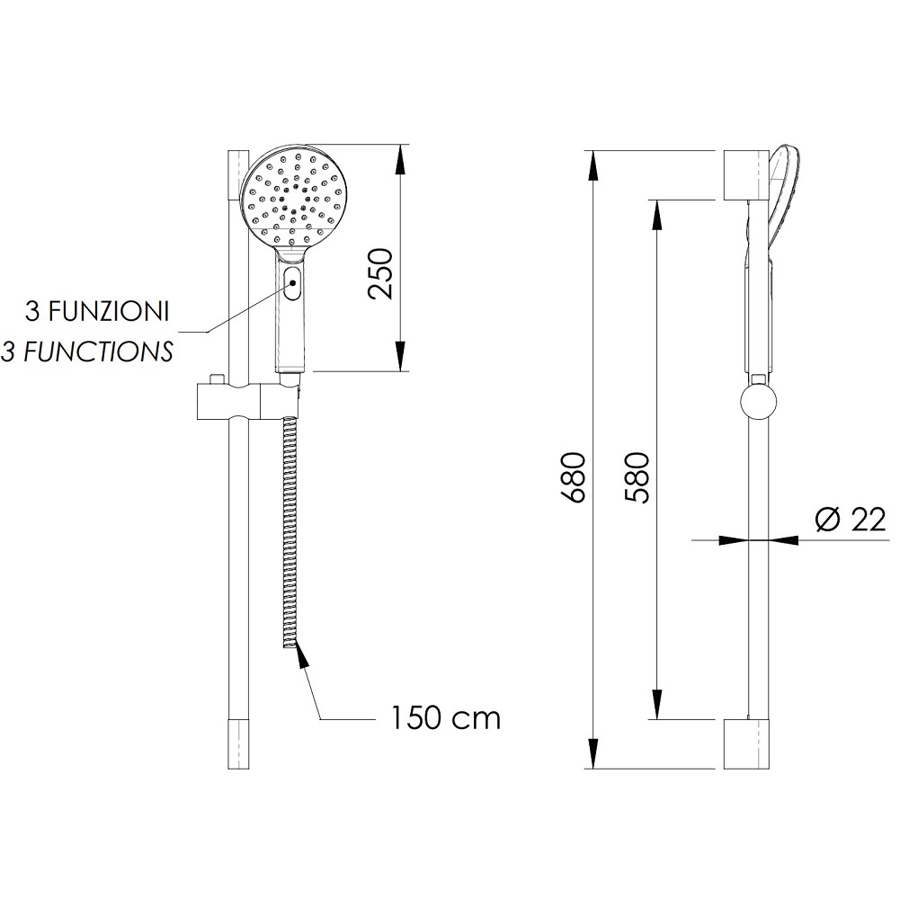 Душевой гарнитур Remer Energy 315L318MP (хром)