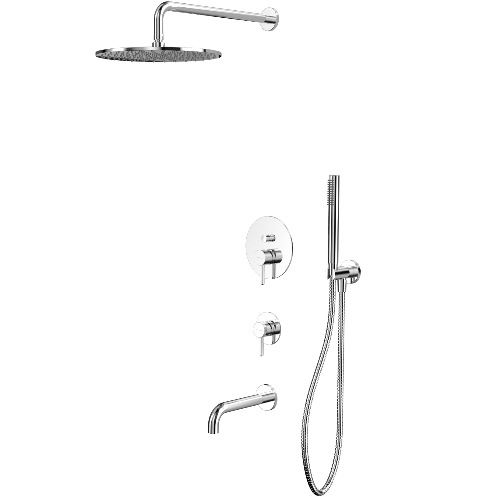 Душевой комплект для ванны и душа скрытого монтажа 30x30 см., Whitecross Серия Y YSET07CR (хром), с изливом