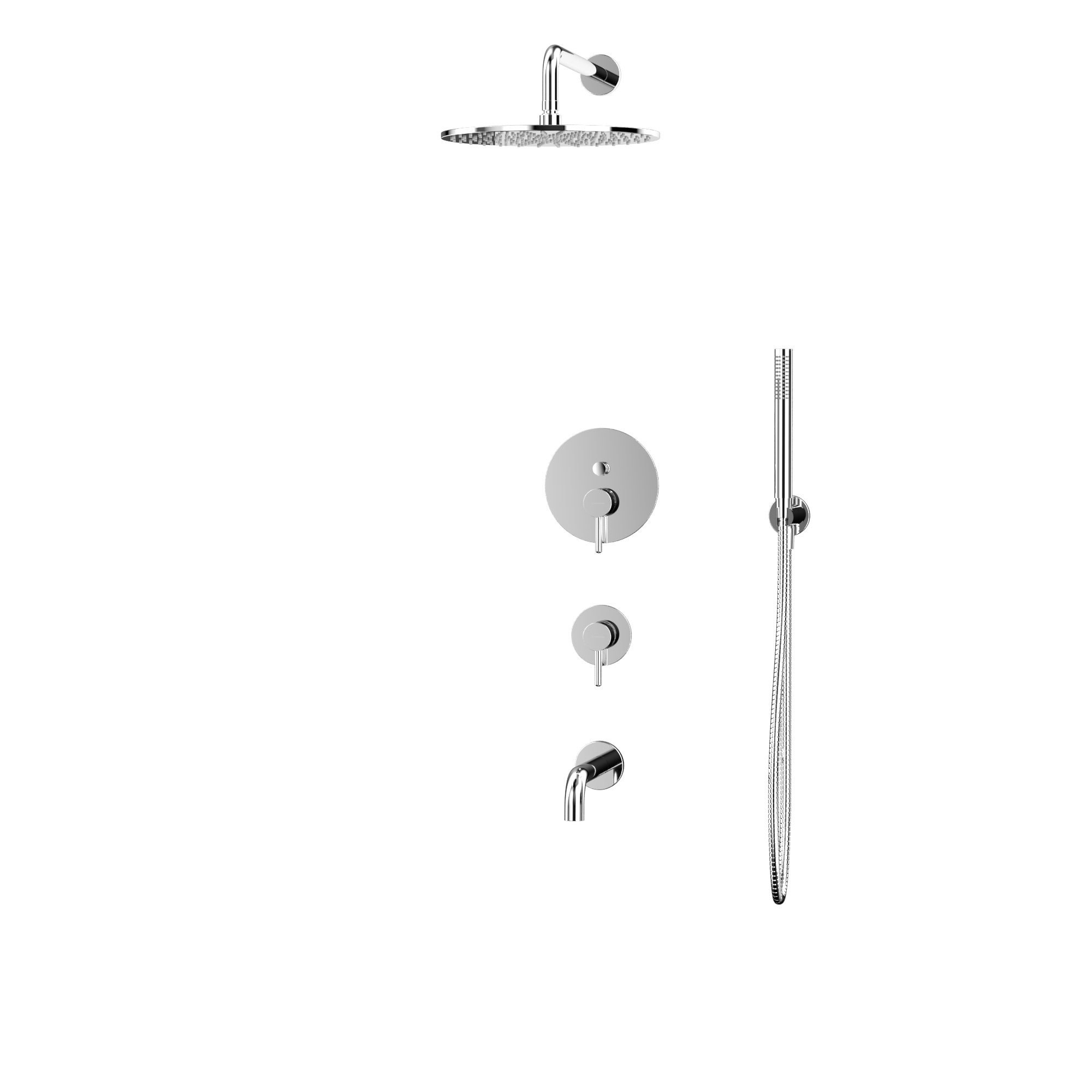 Душевой комплект для ванны и душа скрытого монтажа 30x30 см., Whitecross Серия Y YSET07CR (хром), с изливом