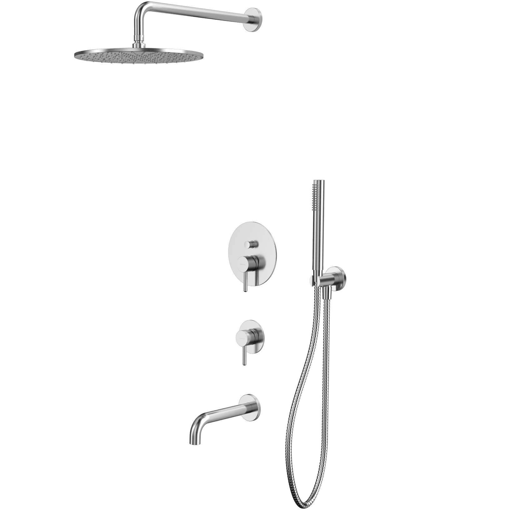 Душевой комплект для ванны и душа скрытого монтажа 30x30 см., Whitecross Серия Y YSET07NIB (никель брашированный), с изливом