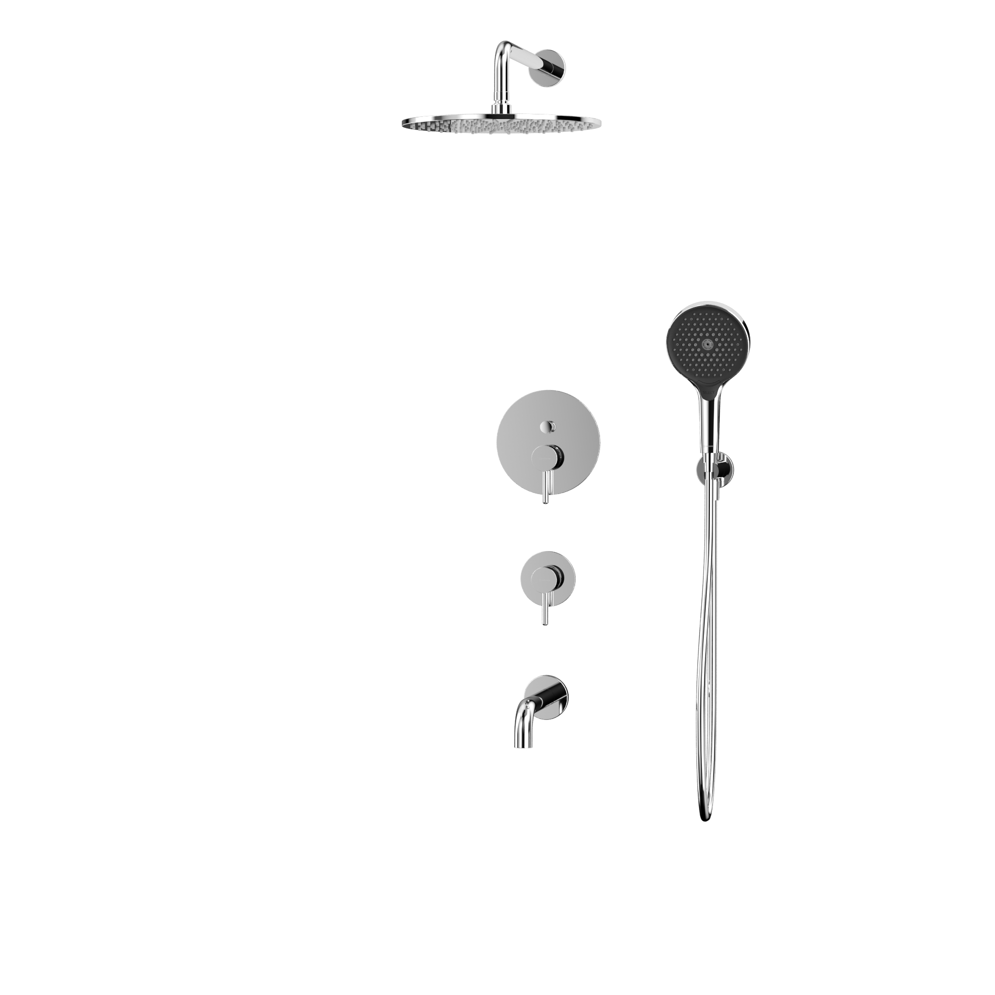 Душевой комплект для ванны и душа скрытого монтажа 30x30 см., Whitecross Серия Y YSET07TOPCR (хром), с изливом