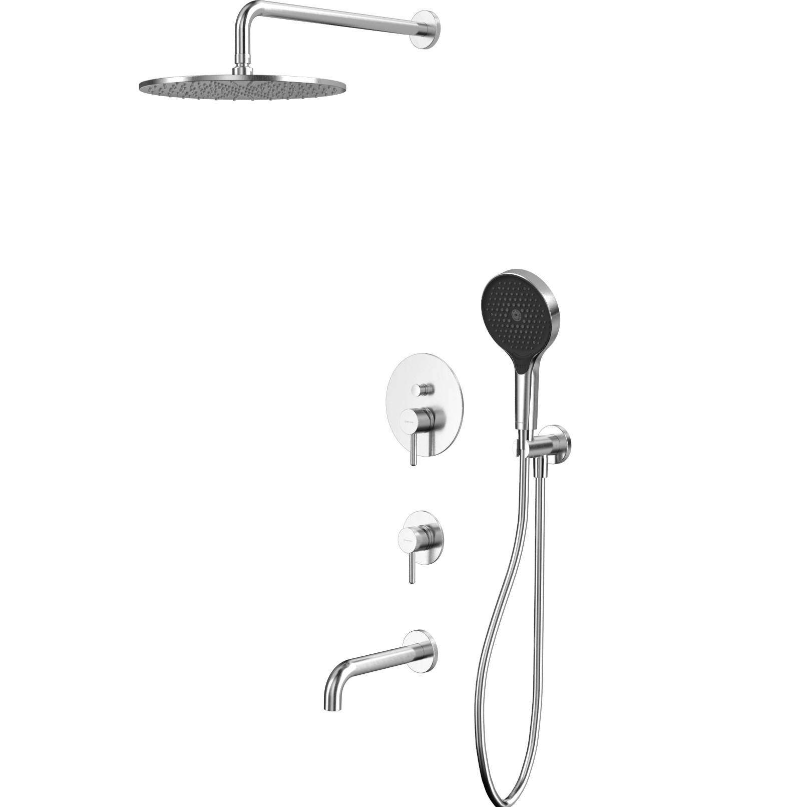 Душевой комплект для ванны и душа скрытого монтажа 30x30 см., Whitecross Серия Y YSET07TOPNIB (никель брашированный), с изливом