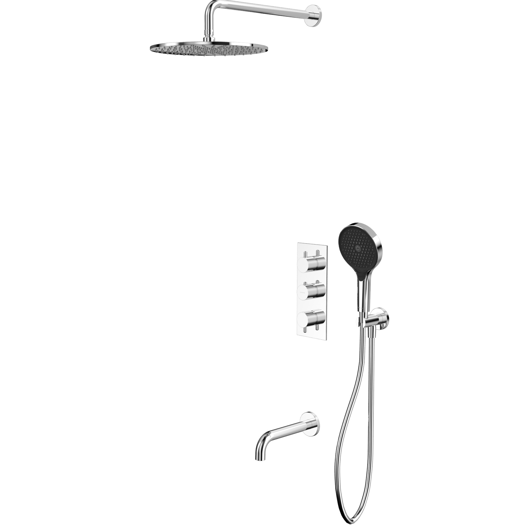 Душевой комплект для ванны и душа скрытого монтажа 30x30см., Whitecross серия Y YSET11TOPCR (хром), с термостатом, с изливом