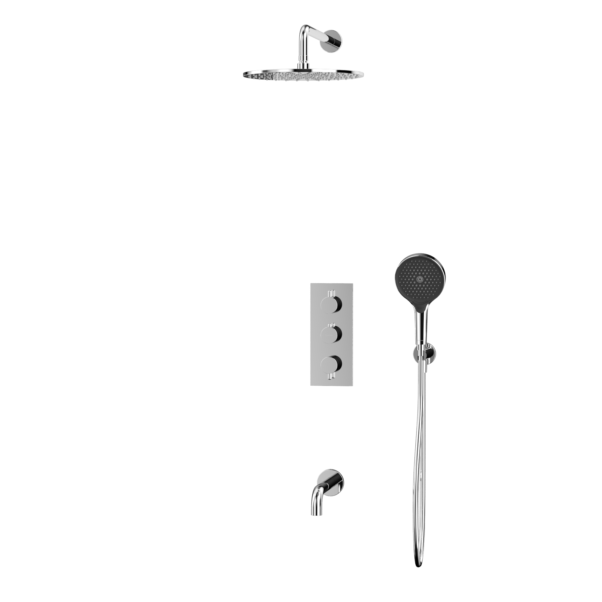 Душевой комплект для ванны и душа скрытого монтажа 30x30см., Whitecross серия Y YSET11TOPCR (хром), с термостатом, с изливом