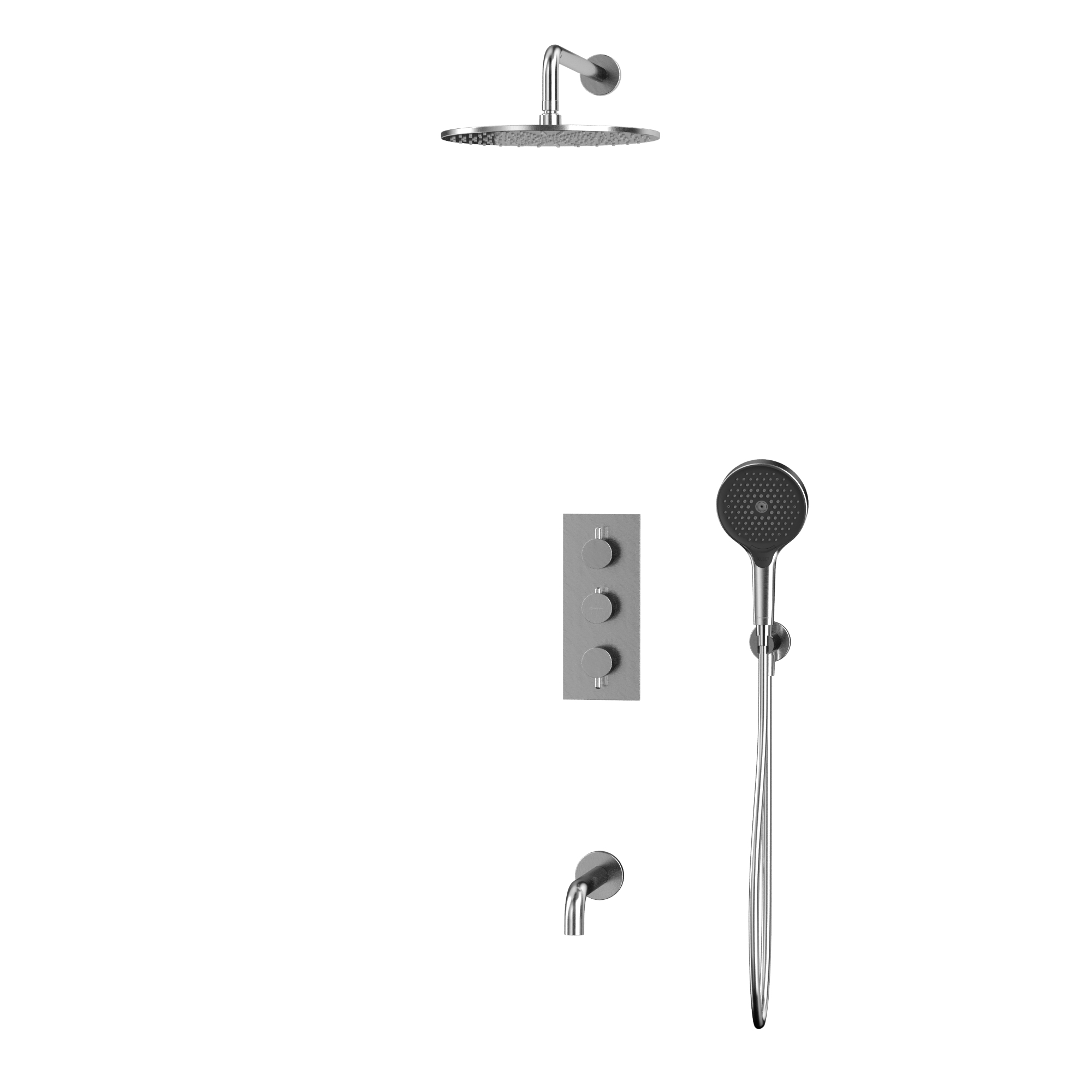 Душевой комплект для ванны и душа скрытого монтажа 30x30см., Whitecross серия Y YSET11TOPNIB (никель брашированный PVD), с термостатом, с изливом