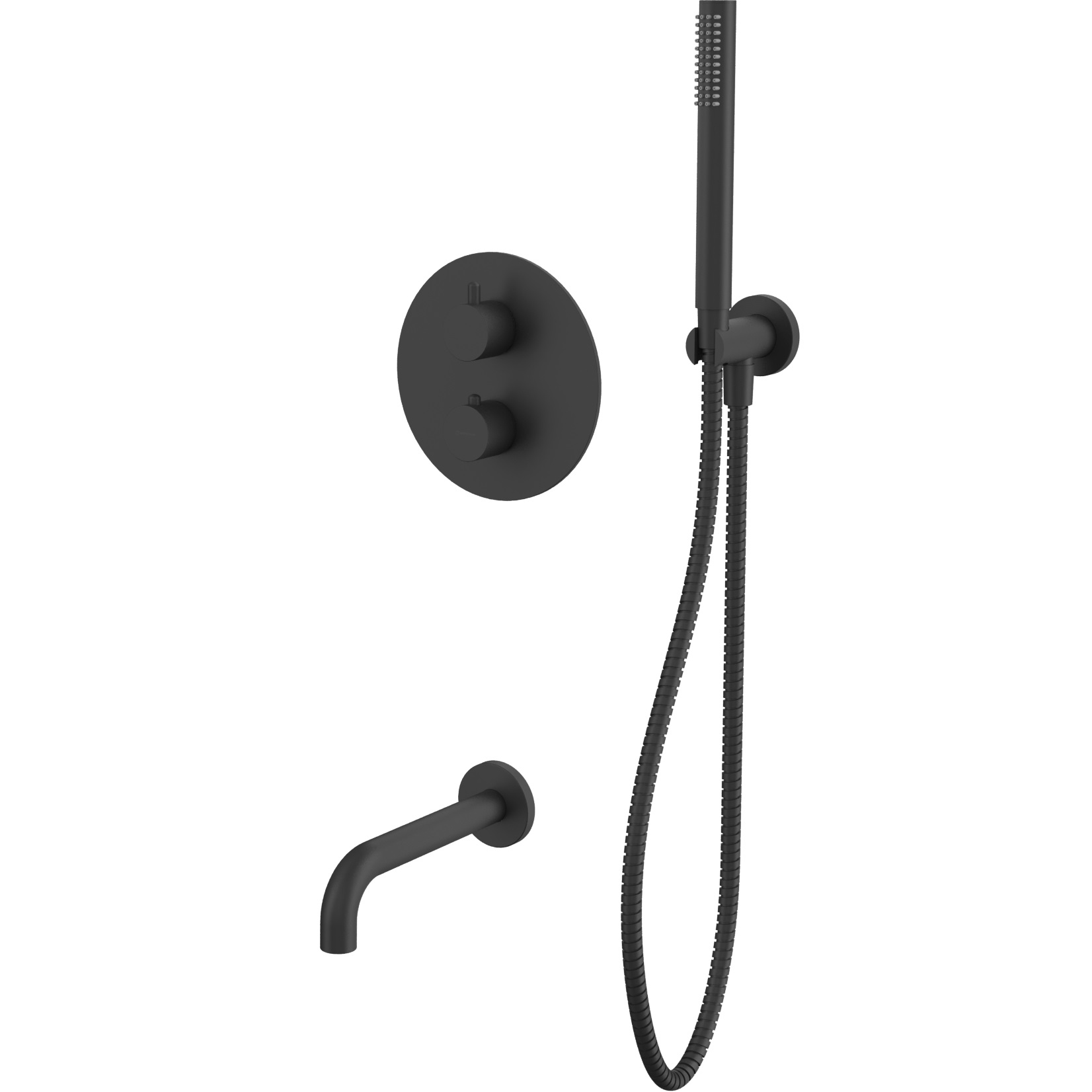 Душевой комплект для ванны скрытого монтажа Whitecross серия Y YSET10BL (черный матовый), с термостатом, с изливом