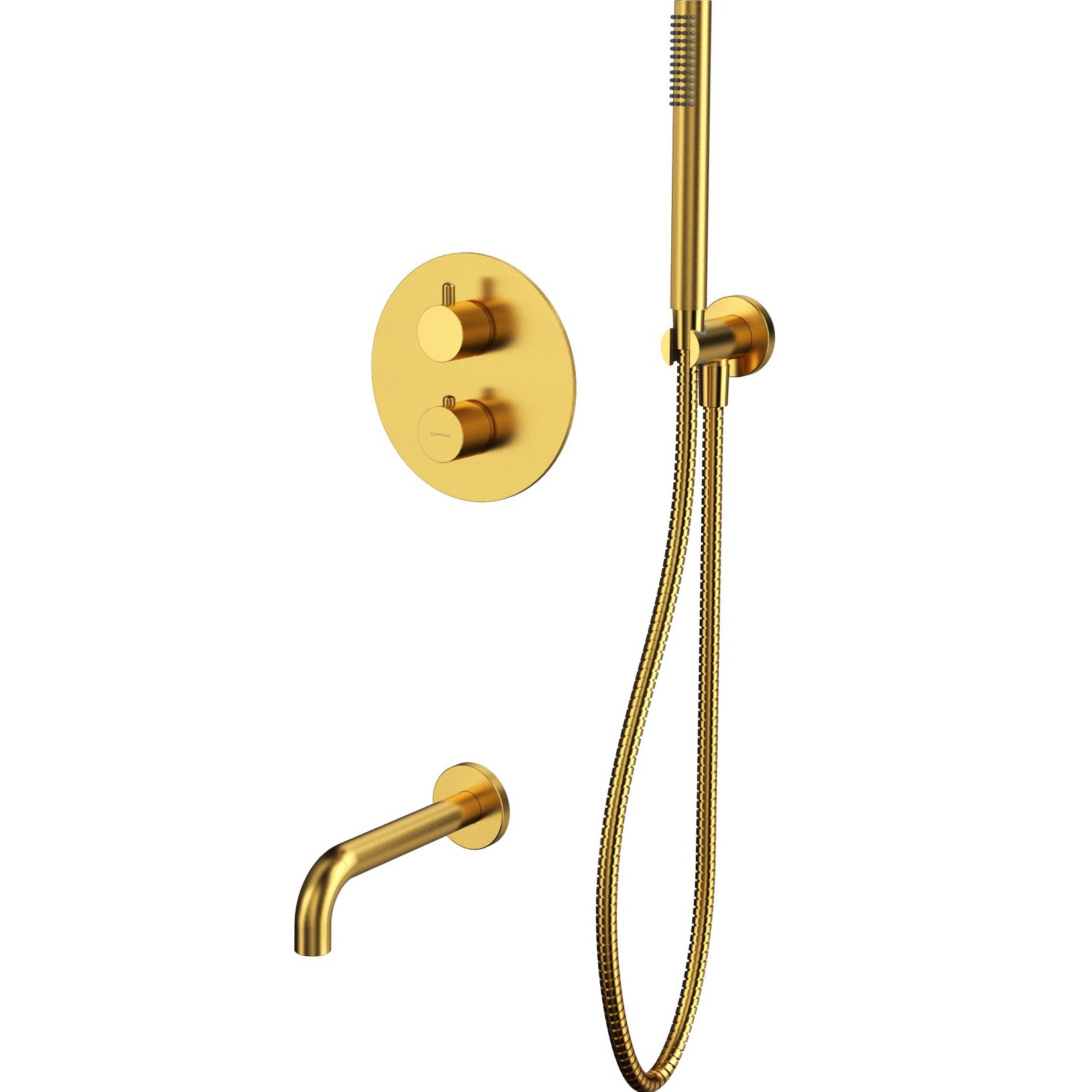 Душевой комплект для ванны скрытого монтажа Whitecross серия Y YSET10GLB (золото брашированное PVD), с термостатом, с изливом
