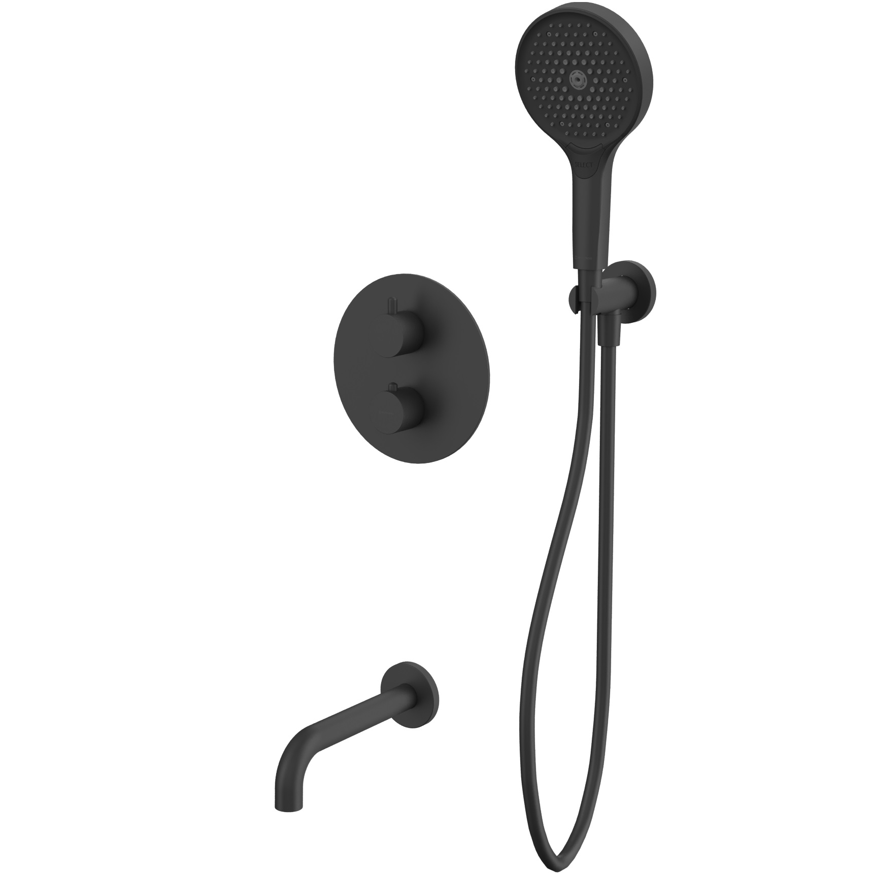 Душевой комплект для ванны скрытого монтажа Whitecross серия Y YSET10TOPBL (черный матовый), с термостатом, с изливом