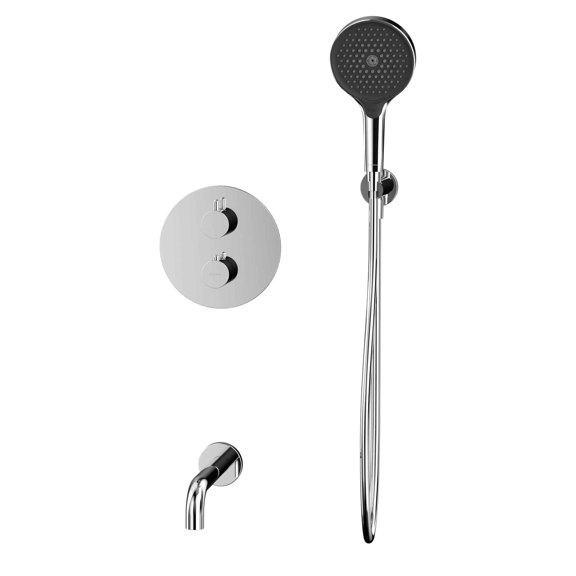 Душевой комплект для ванны скрытого монтажа Whitecross серия Y YSET10TOPCR (хром), с термостатом, с изливом