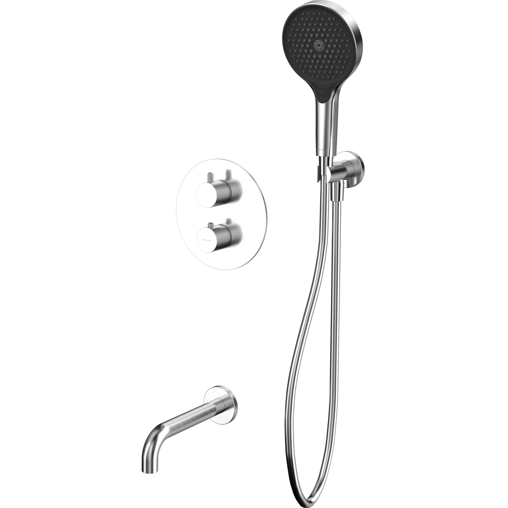 Душевой комплект для ванны скрытого монтажа Whitecross серия Y YSET10TOPNIB (никель брашированный PVD), с термостатом, с изливом