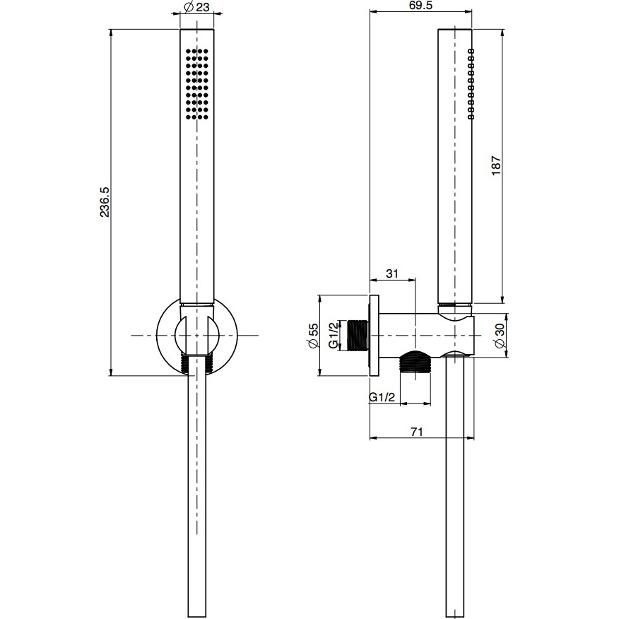 Душевой комплект Fima Carlo Frattini Spillo Steel F2951/4INOX (нержавеющая сталь), с ручным душем