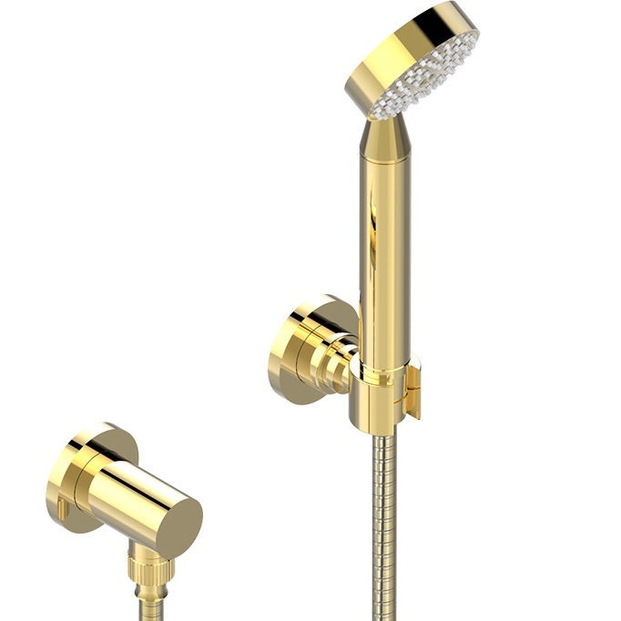 Душевой комплект с ручным душем держатель, подвод воды и шланг 150 см THG Island U5B-F30-52 (золотой)