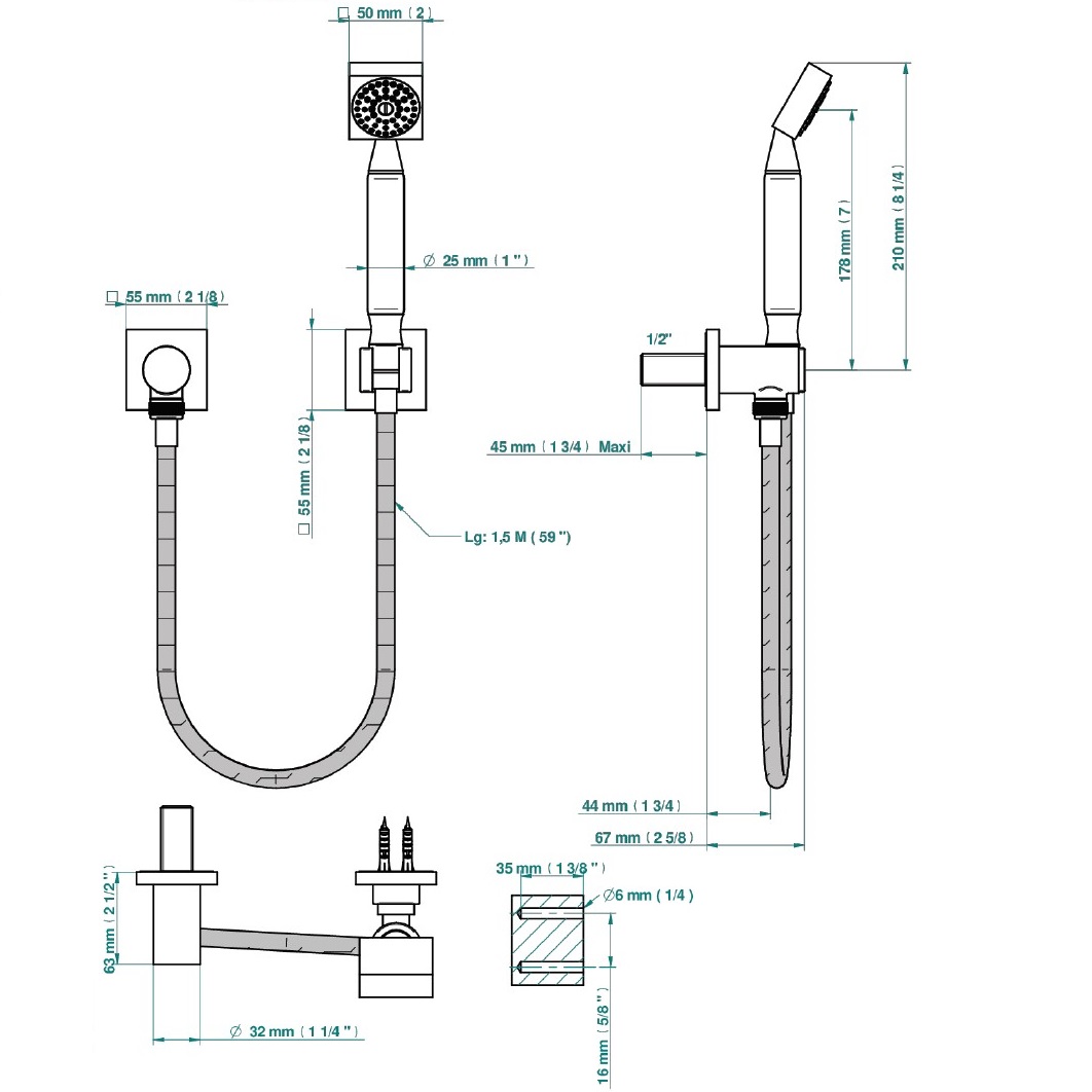 Душевой комплект с ручным душем THG Ginkgo U5E-F01-52 (золотой, оранжевый)
