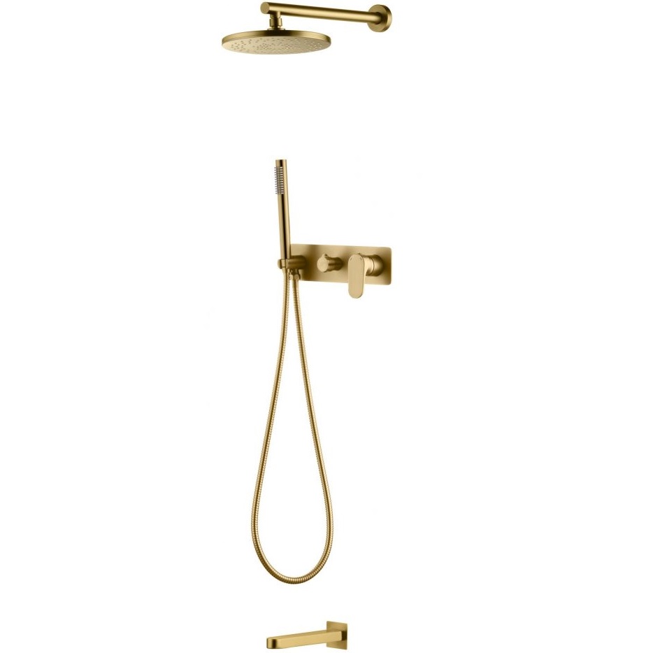 Душевой комплект скрытого монтажа 30x30 см., Boheme Spectre 454-2-BR (бронза), с изливом