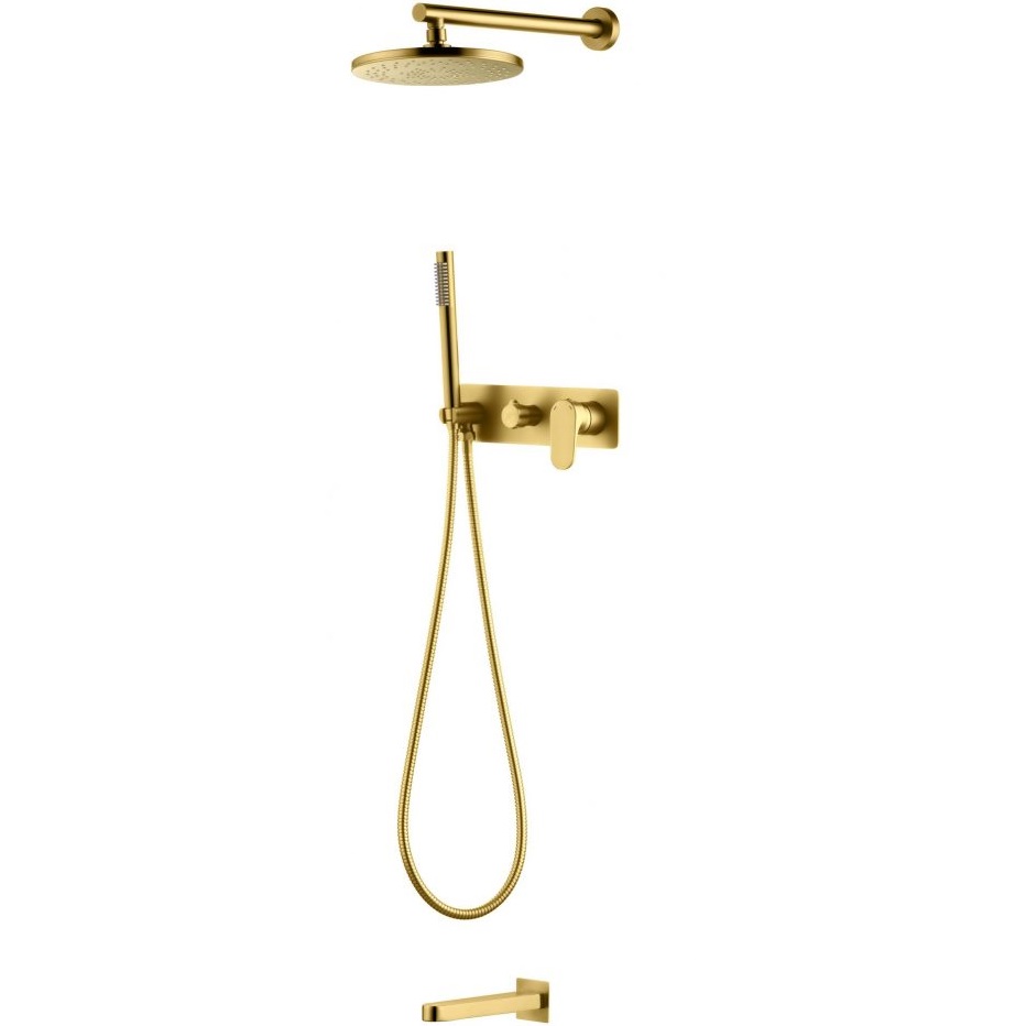 Душевой комплект скрытого монтажа 30x30 см., Boheme Spectre 454-2-G (золотой), с изливом