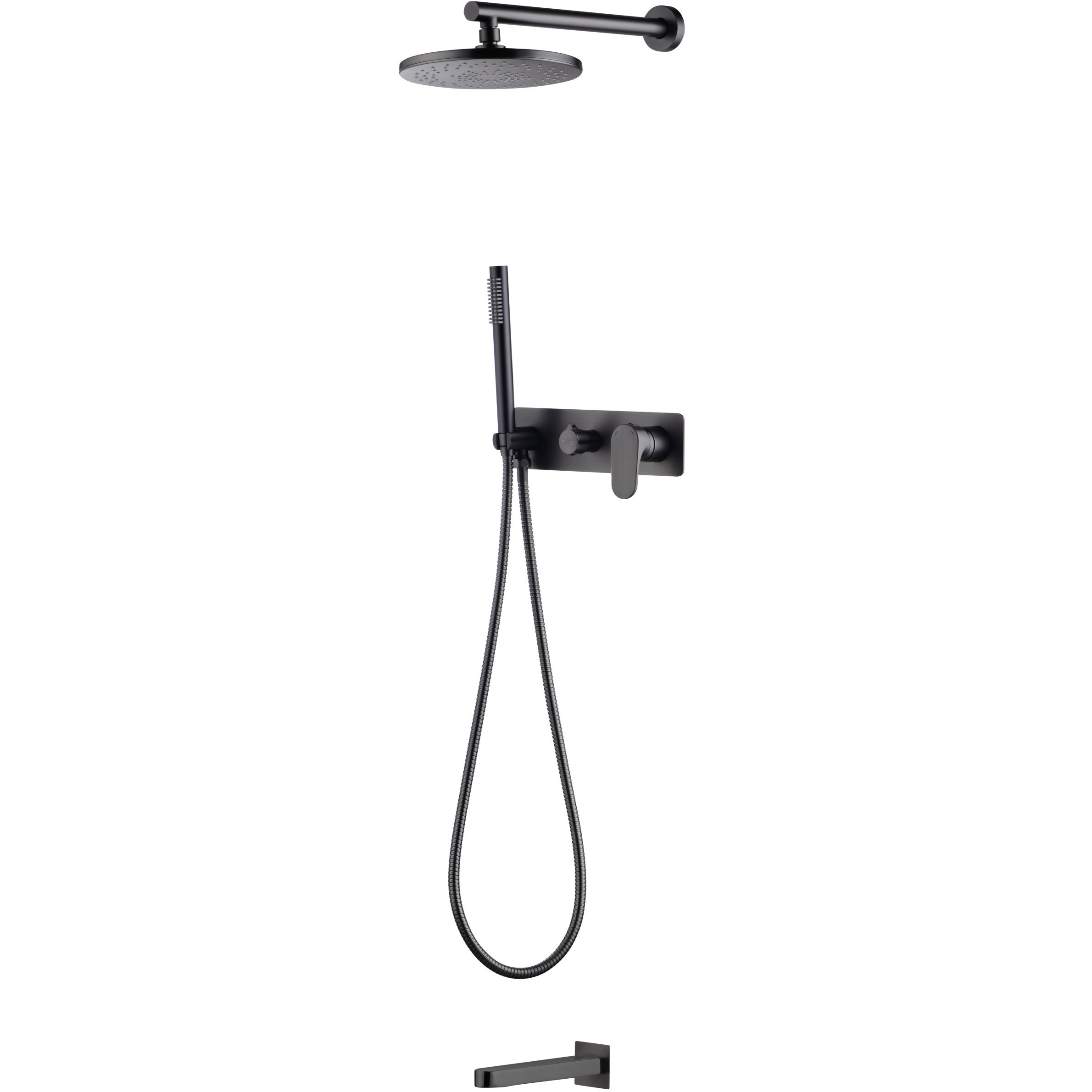 Душевой комплект скрытого монтажа 30x30 см., Boheme Spectre 454-2-GM (оружейный металл), с изливом