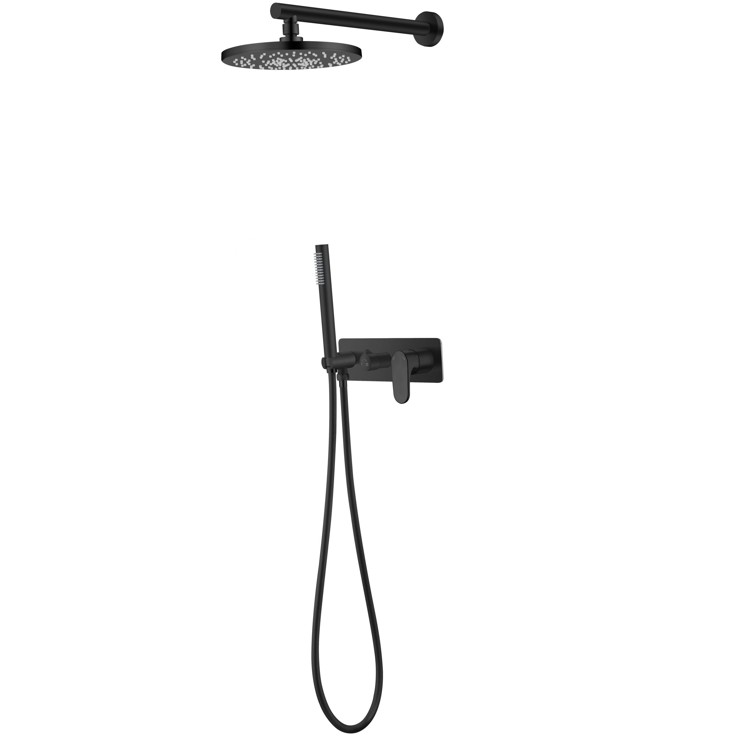 Душевой комплект скрытого монтажа 30x30 см., Boheme Spectre 454-B (черный матовый), без излива