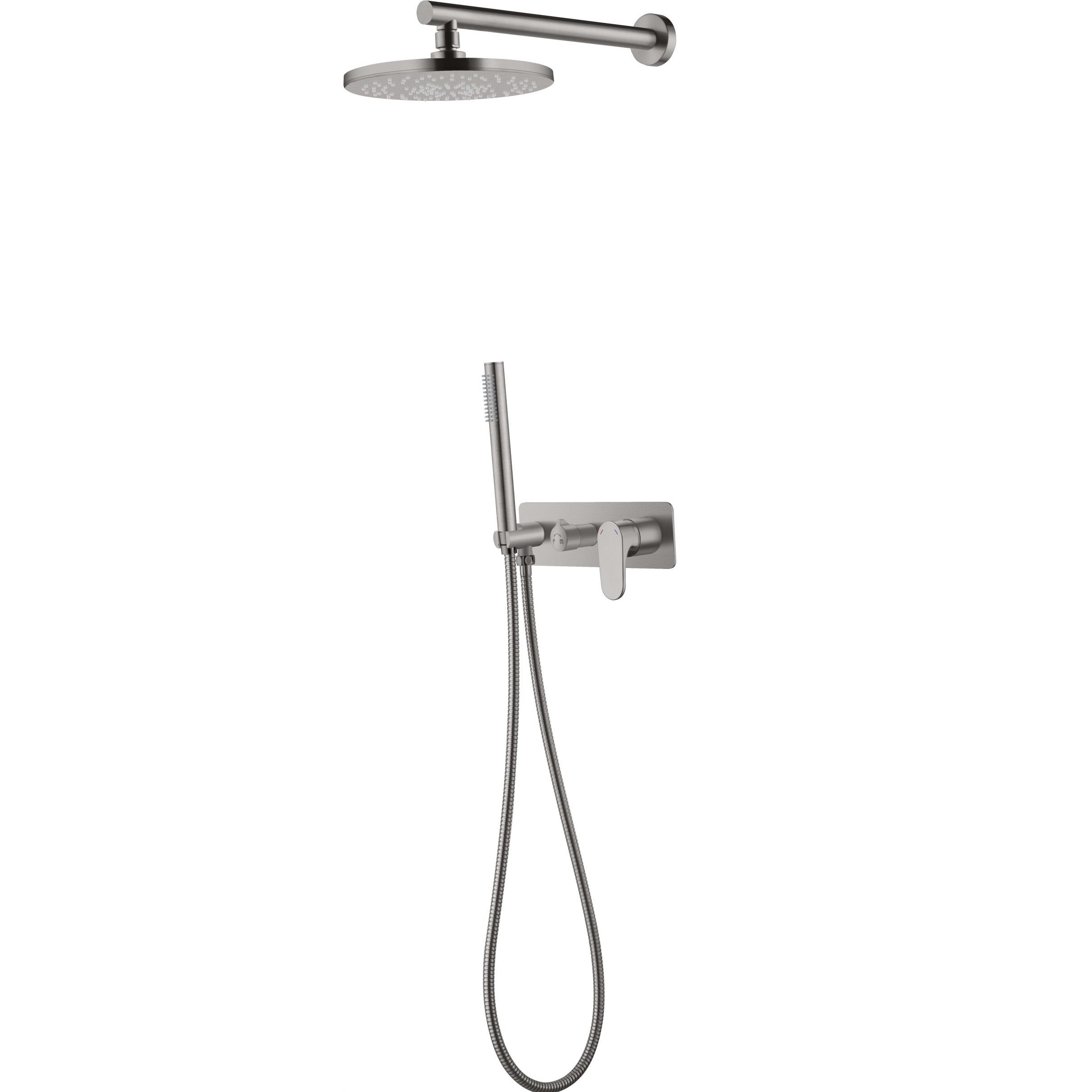 Душевой комплект скрытого монтажа 30x30 см., Boheme Spectre 454-NB (никель брашированный), без излива