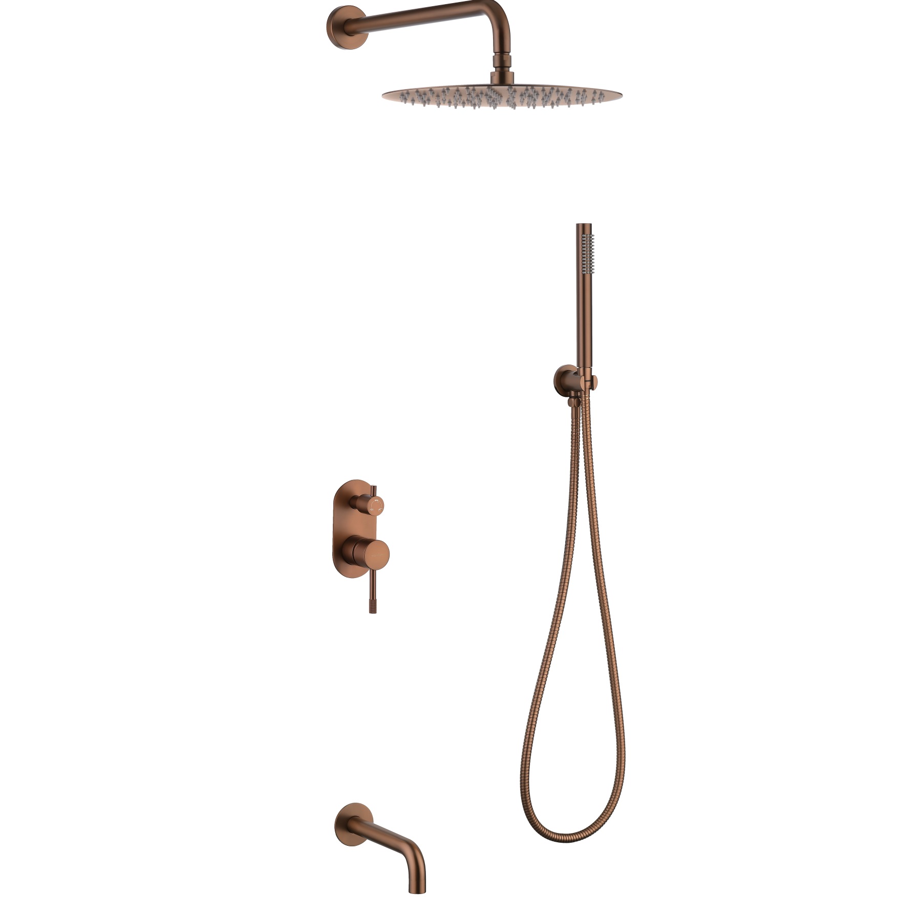 Душевой комплект скрытого монтажа 30x30 см. Boheme Uno 464-2-BRB (бронза брашированная), с изливом