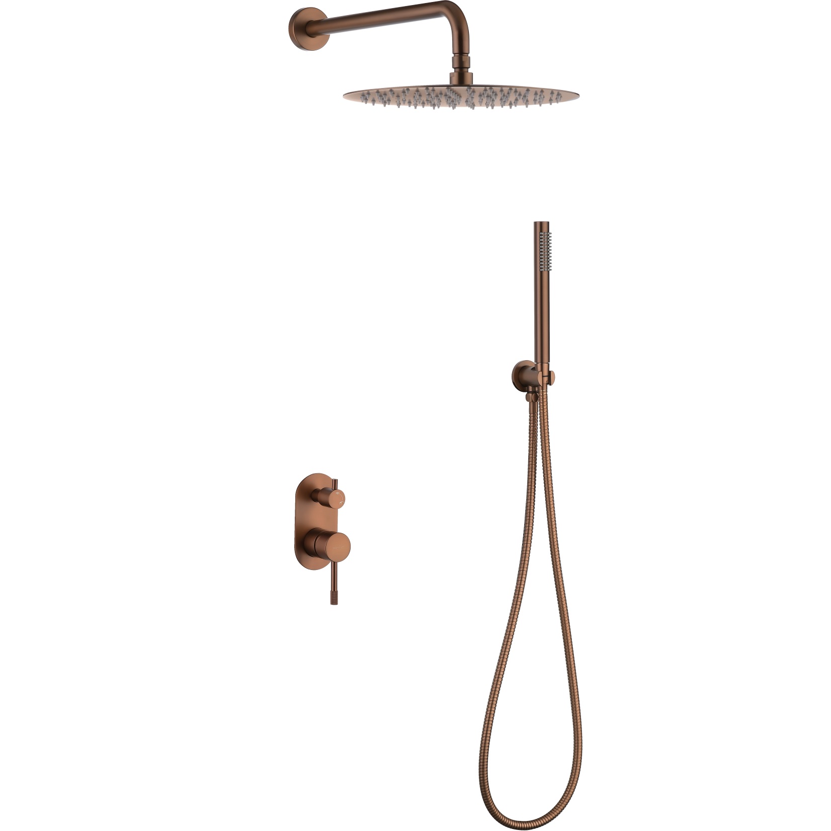 Душевой комплект скрытого монтажа 30x30 см. Boheme Uno 464-BRB (бронза брашированная), без излива