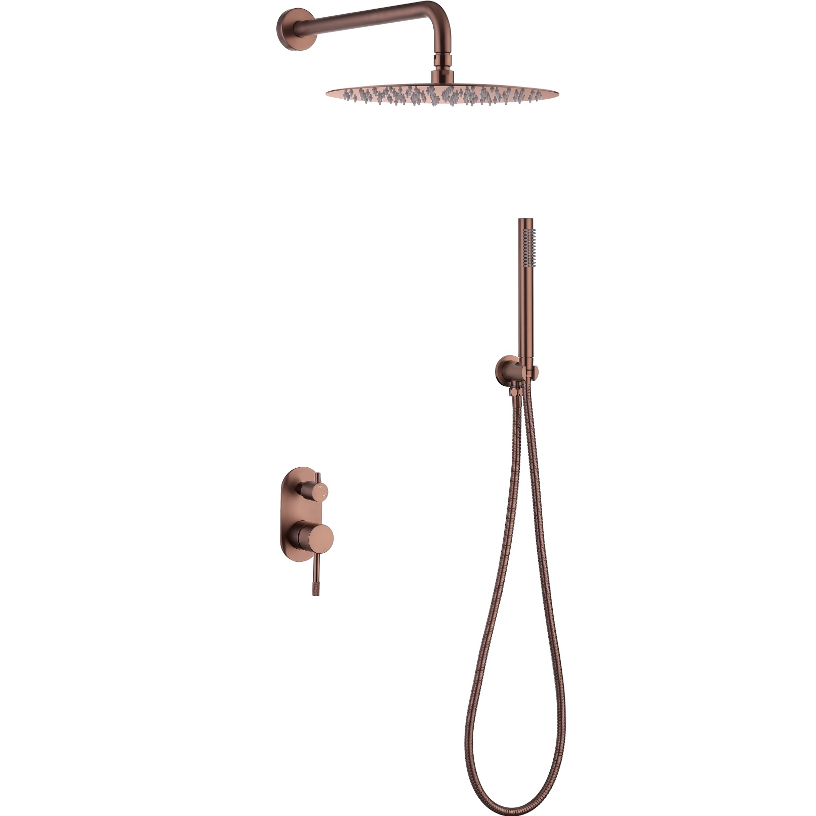 Душевой комплект скрытого монтажа 30x30 см. Boheme Uno 464-CB (медь брашированная), без излива