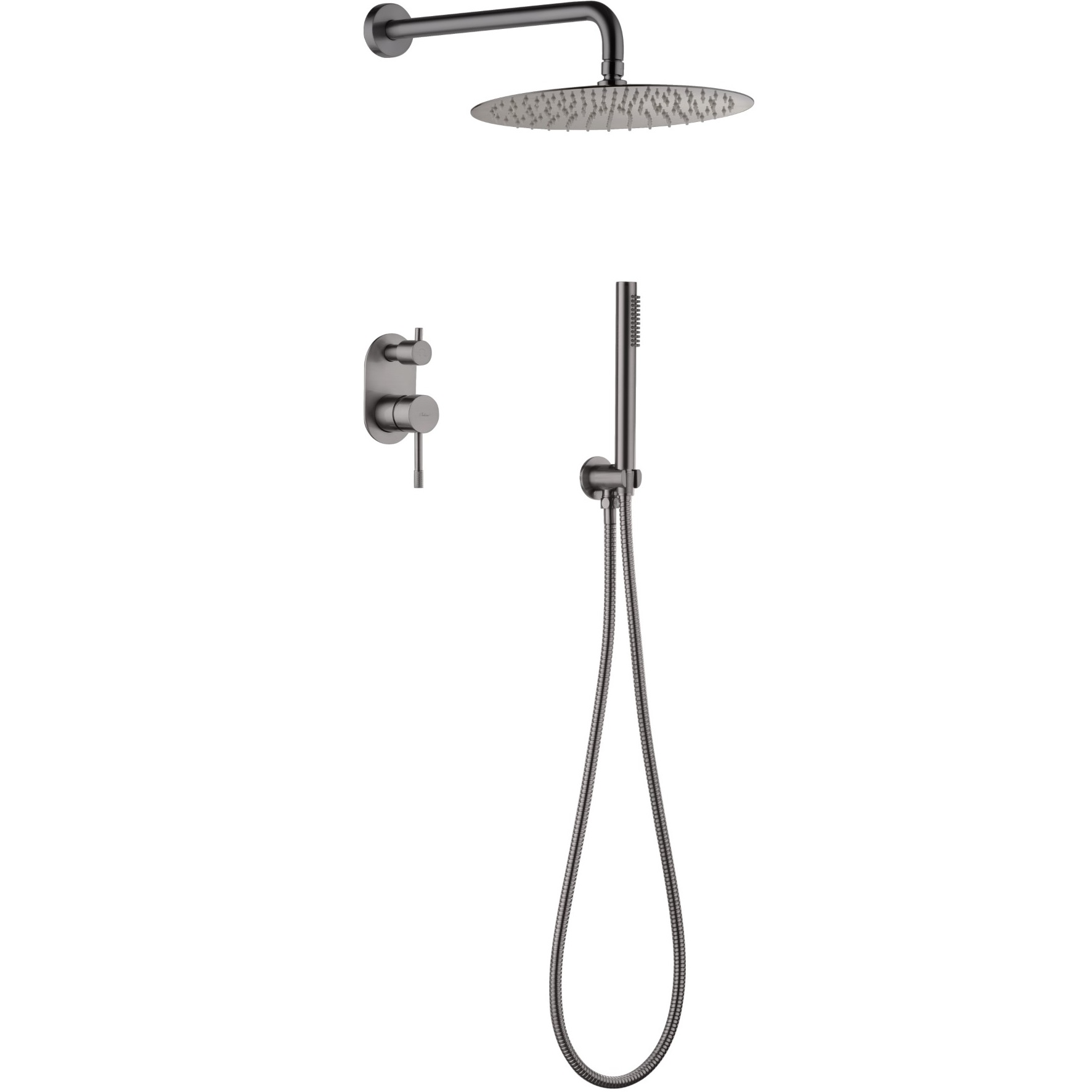 Душевой комплект скрытого монтажа 30x30 см. Boheme Uno 464-GM (оружейный металл), без излива