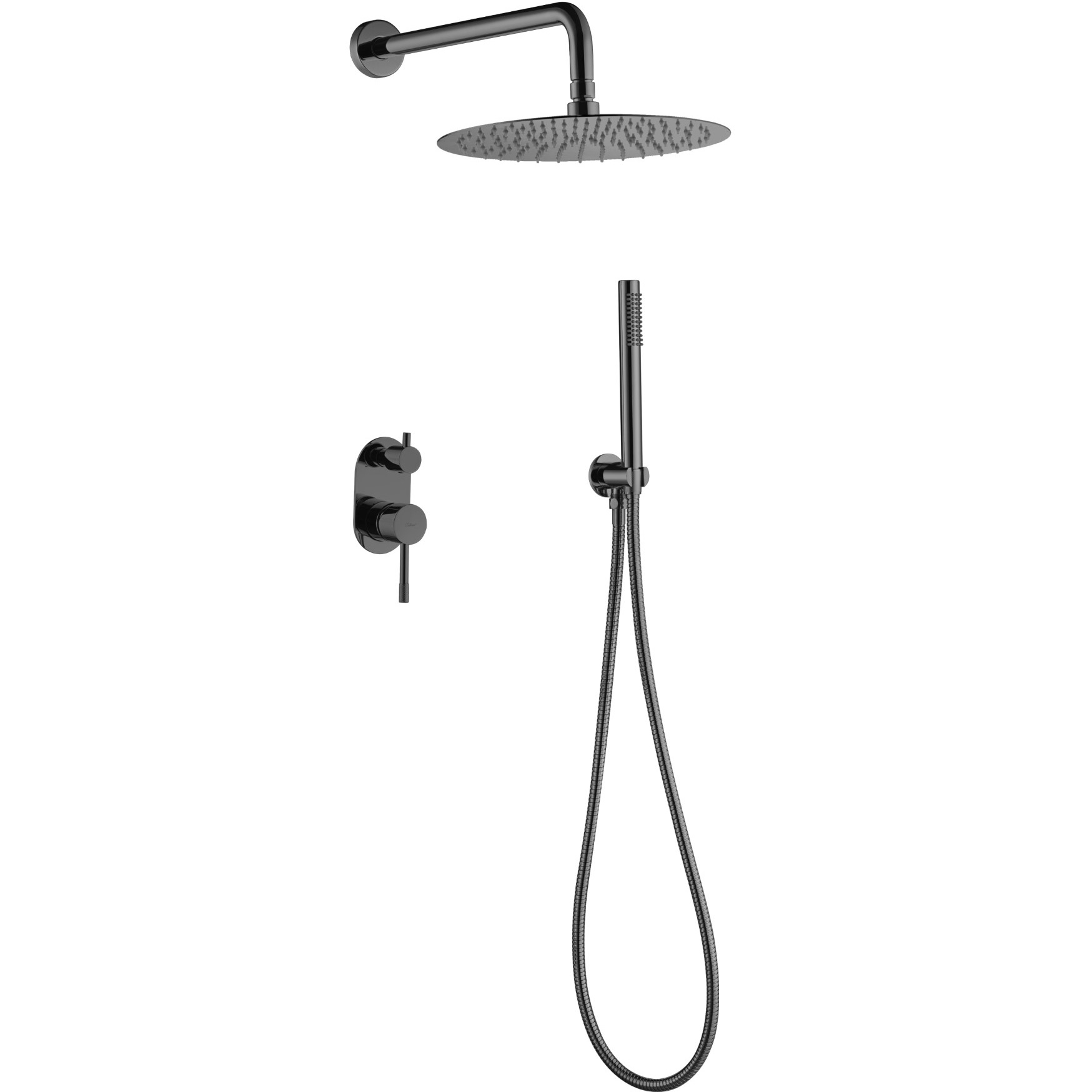 Душевой комплект скрытого монтажа 30x30 см. Boheme Uno 464-SGM (оружейный металл глянцевый), без излива