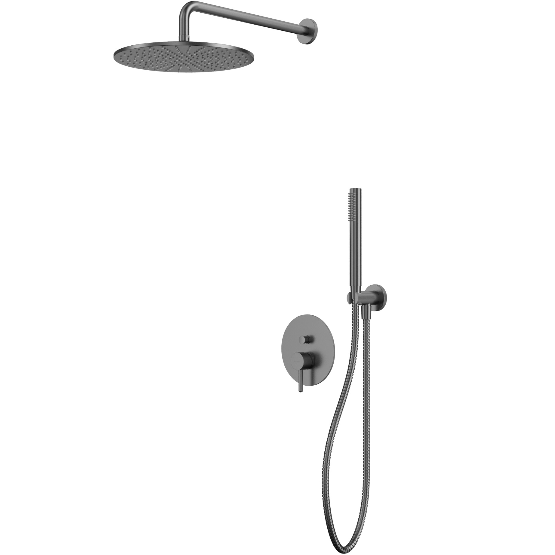 Душевой комплект скрытого монтажа 30x30см., Whitecross Серия Y YSET04GM (оружейный металл), без излива