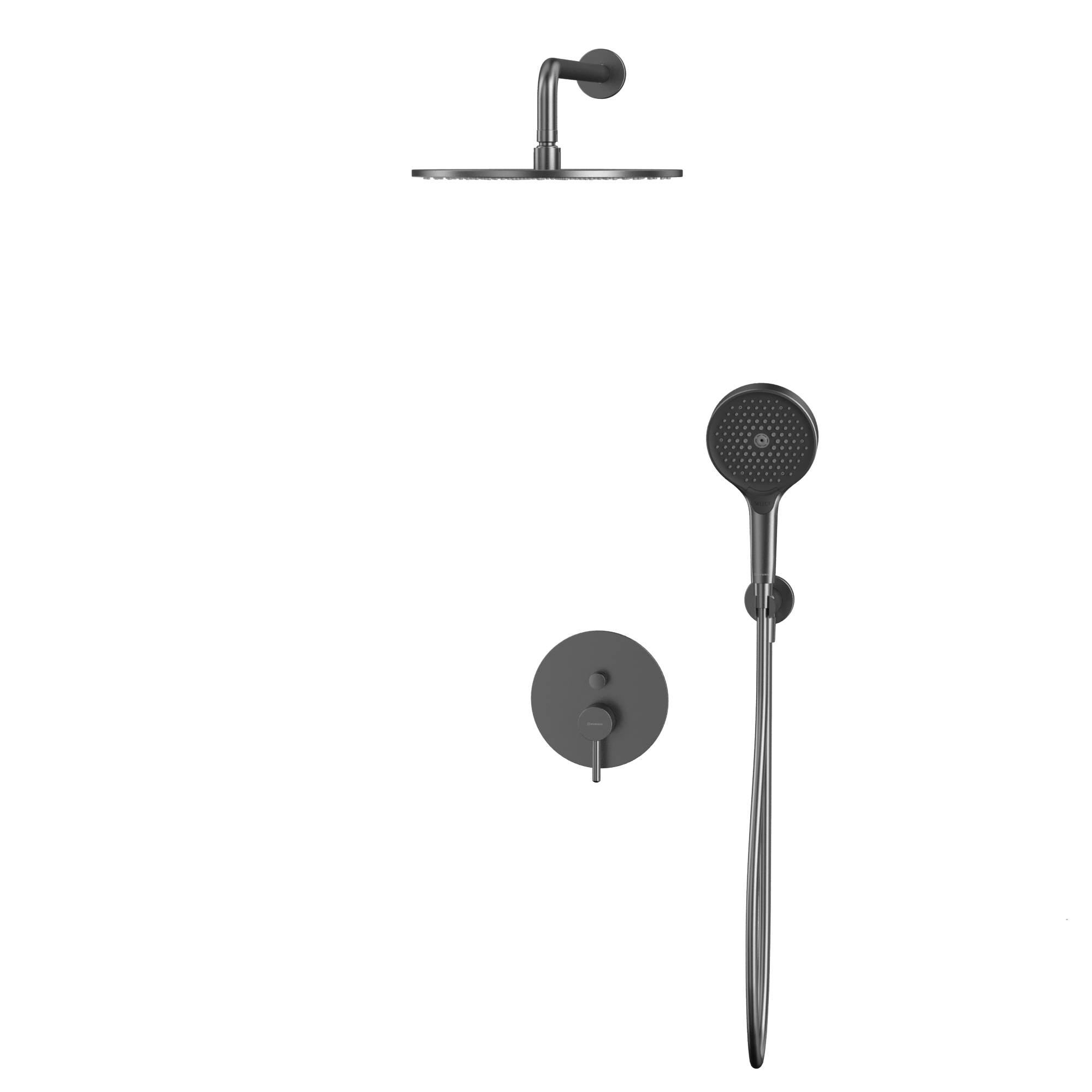 Душевой комплект скрытого монтажа 30x30см., Whitecross Серия Y YSET04TOPGM (оружейный металл), без излива