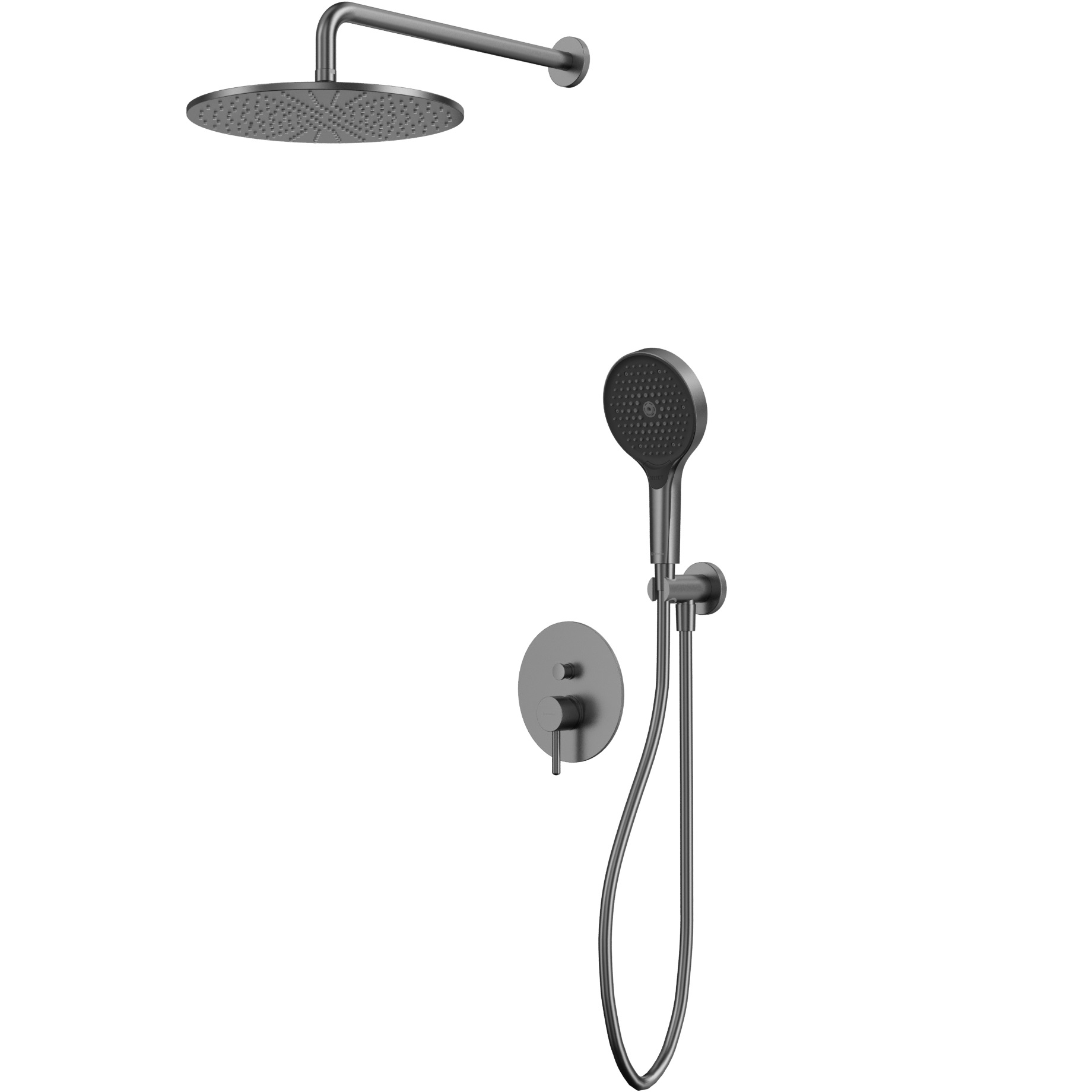 Душевой комплект скрытого монтажа 30x30см., Whitecross Серия Y YSET04TOPGM (оружейный металл), без излива