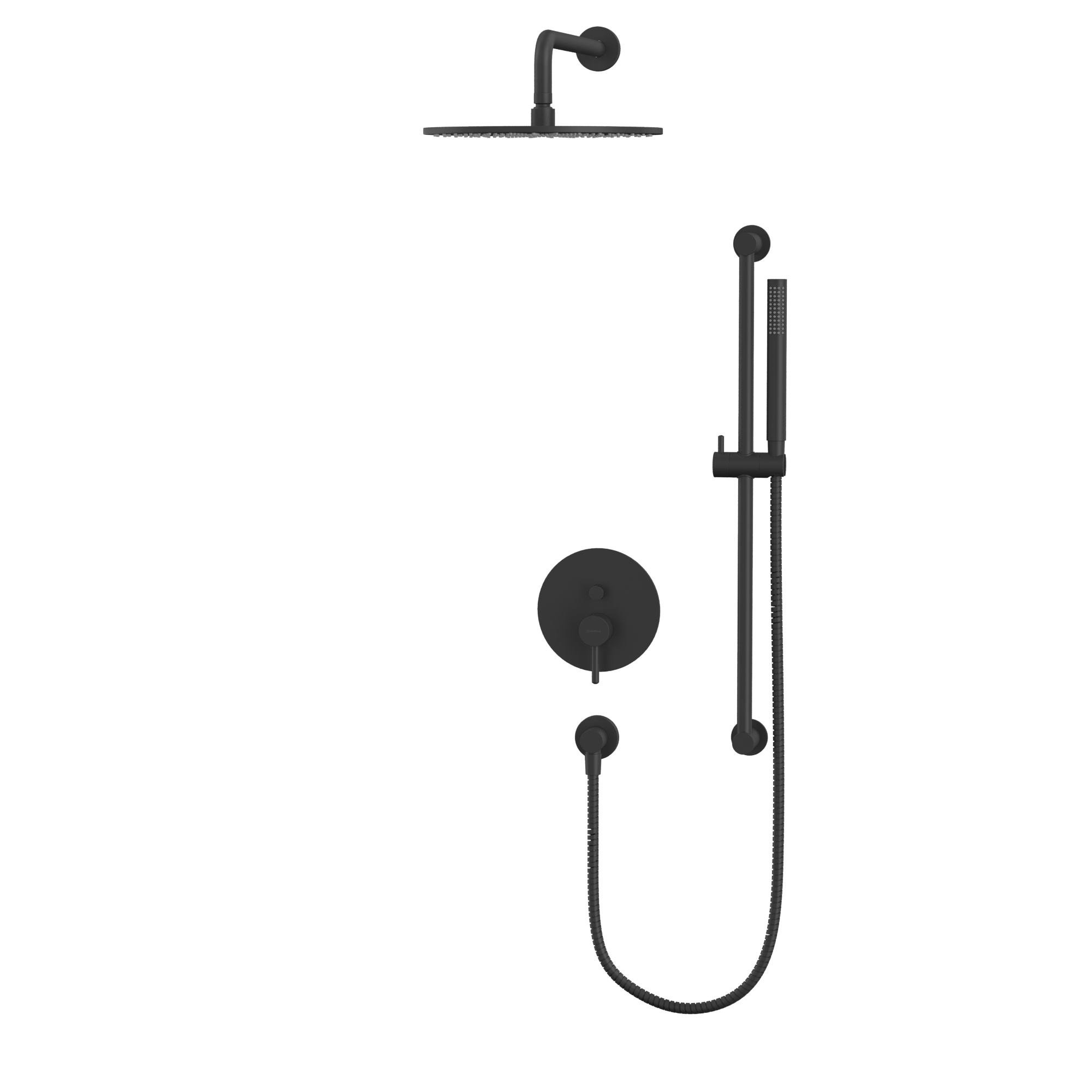 Душевой комплект скрытого монтажа 30x30см., Whitecross Серия Y YSET05BL (черный матовый), без излива