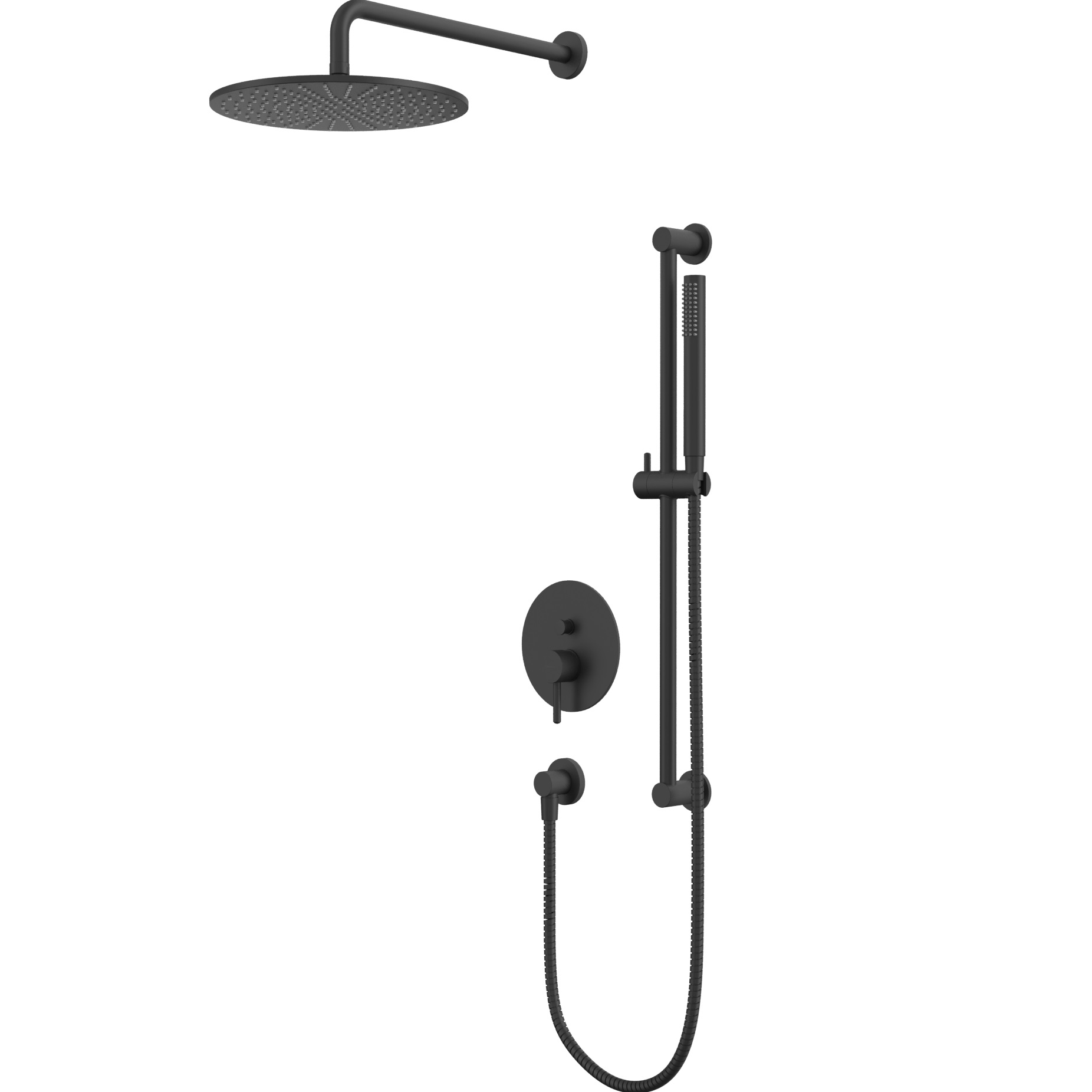 Душевой комплект скрытого монтажа 30x30см., Whitecross Серия Y YSET05BL (черный матовый), без излива