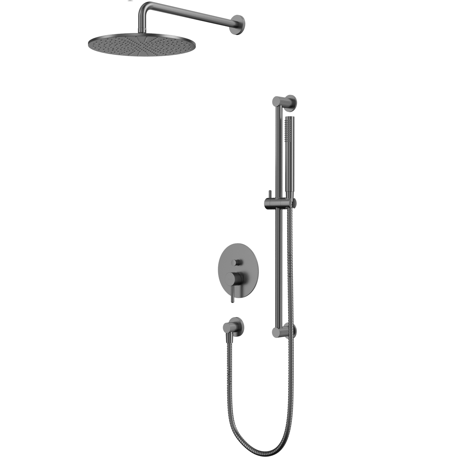 Душевой комплект скрытого монтажа 30x30см., Whitecross Серия Y YSET05GM (оружейный металл), без излива