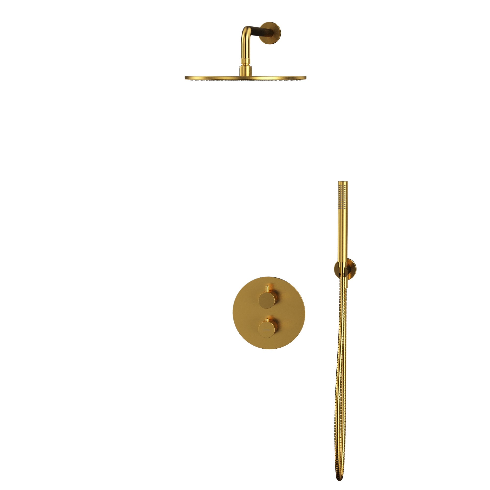 Душевой комплект скрытого монтажа 30x30см., Whitecross серия Y YSET08GLB (золото брашированное PVD), с термостатом, без излива