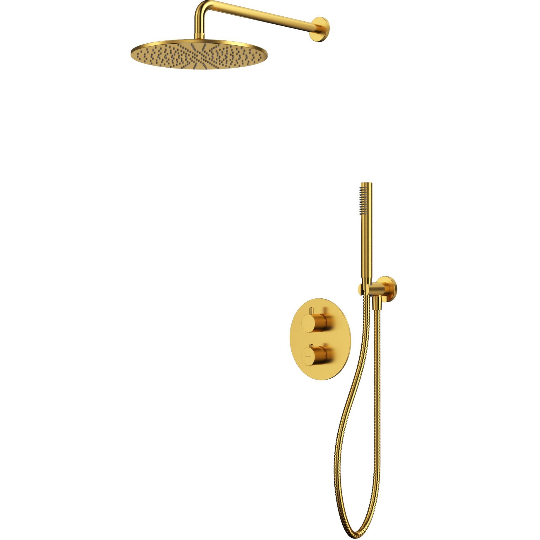 Душевой комплект скрытого монтажа 30x30см., Whitecross серия Y YSET08GLB (золото брашированное PVD), с термостатом, без излива