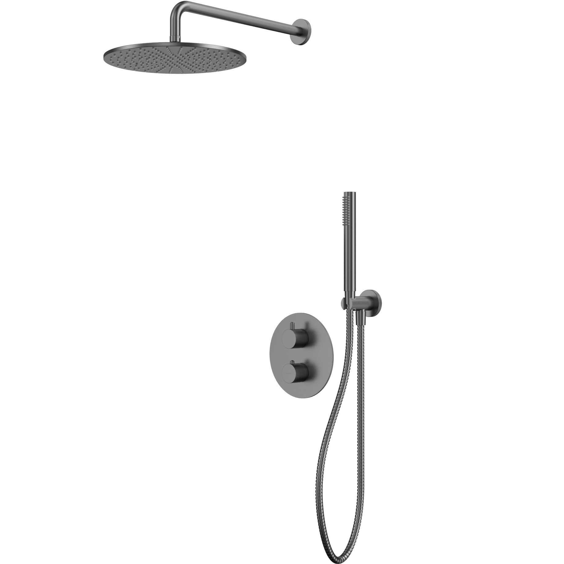 Душевой комплект скрытого монтажа 30x30см., Whitecross серия Y YSET08GM (оружейный металл PVD), с термостатом, без излива