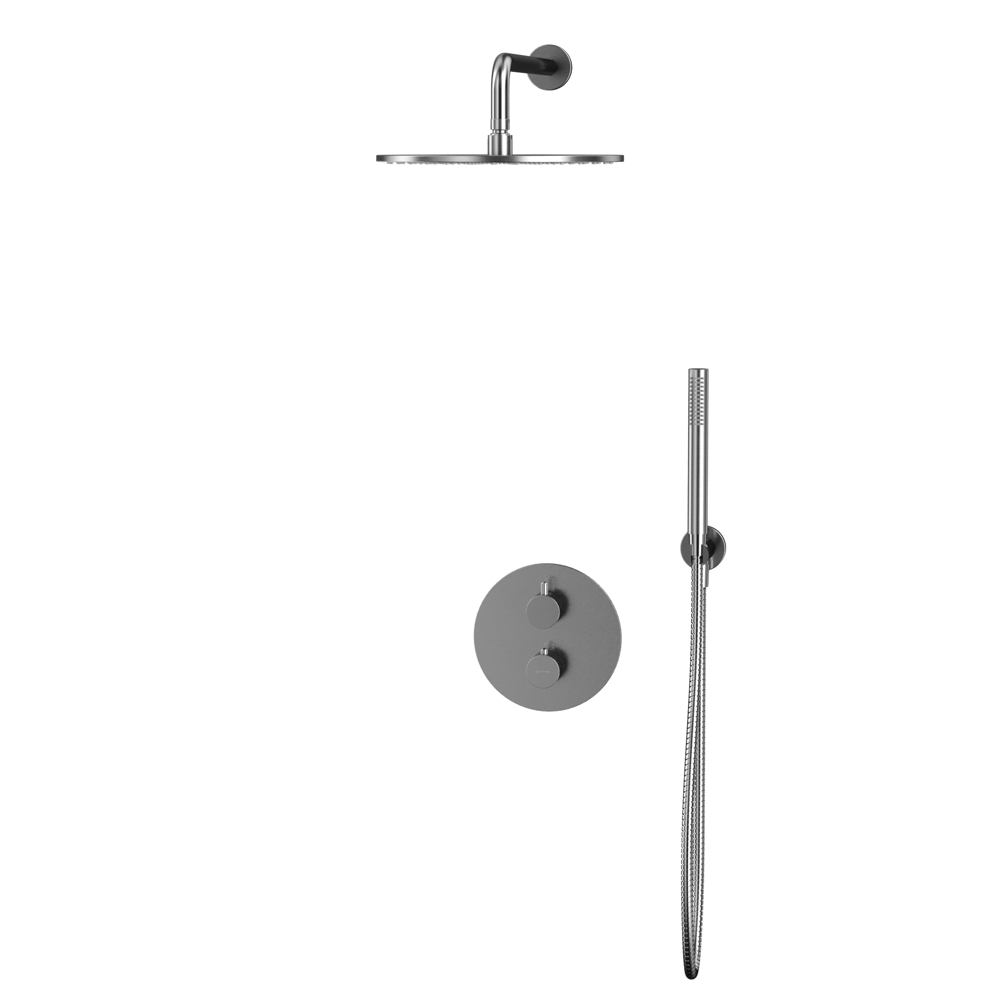 Душевой комплект скрытого монтажа 30x30см., Whitecross серия Y YSET08NIB (никель брашированный PVD), с термостатом, без излива