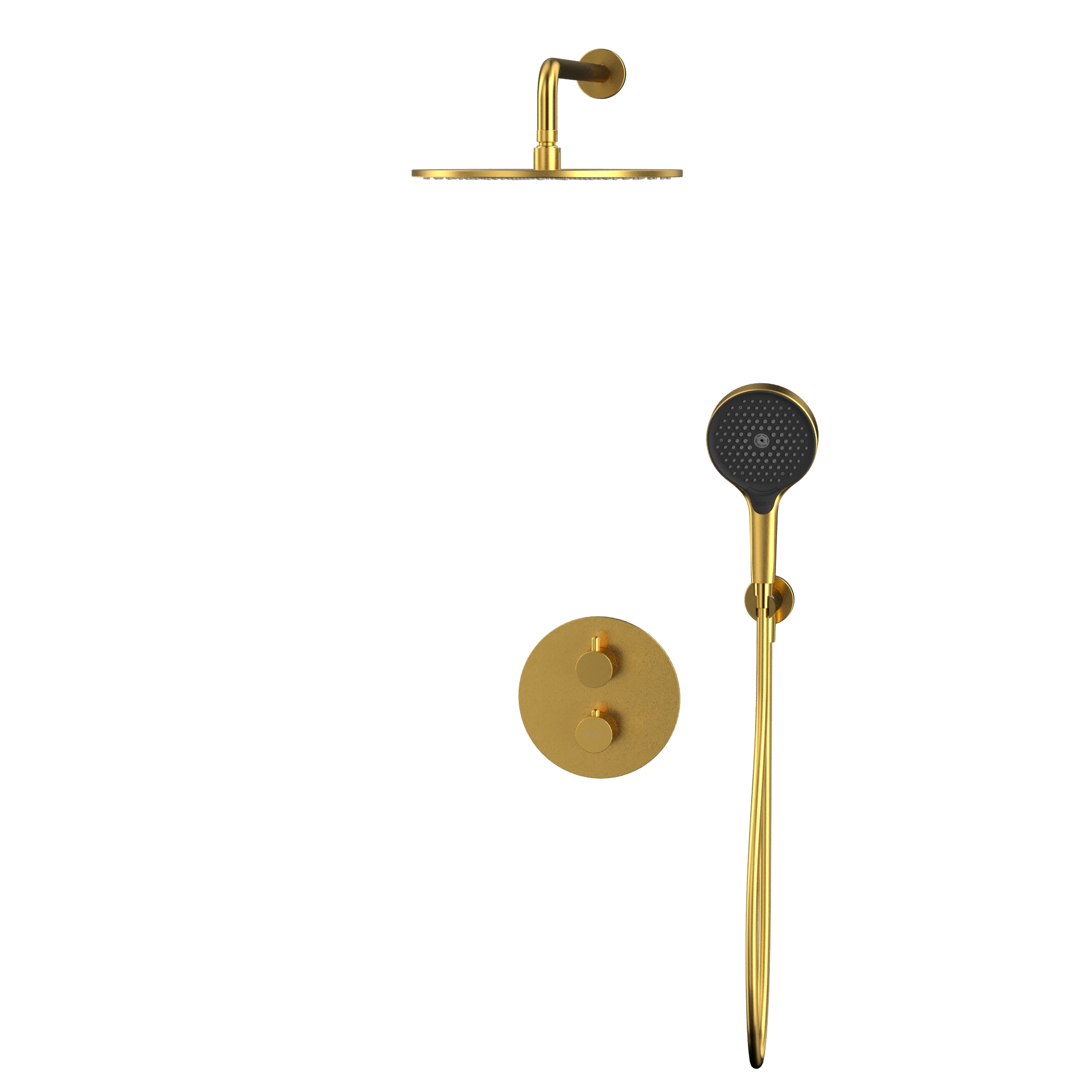 Душевой комплект скрытого монтажа 30x30см., Whitecross серия Y YSET08TOPGLB (золото брашированное PVD), с термостатом, без излива