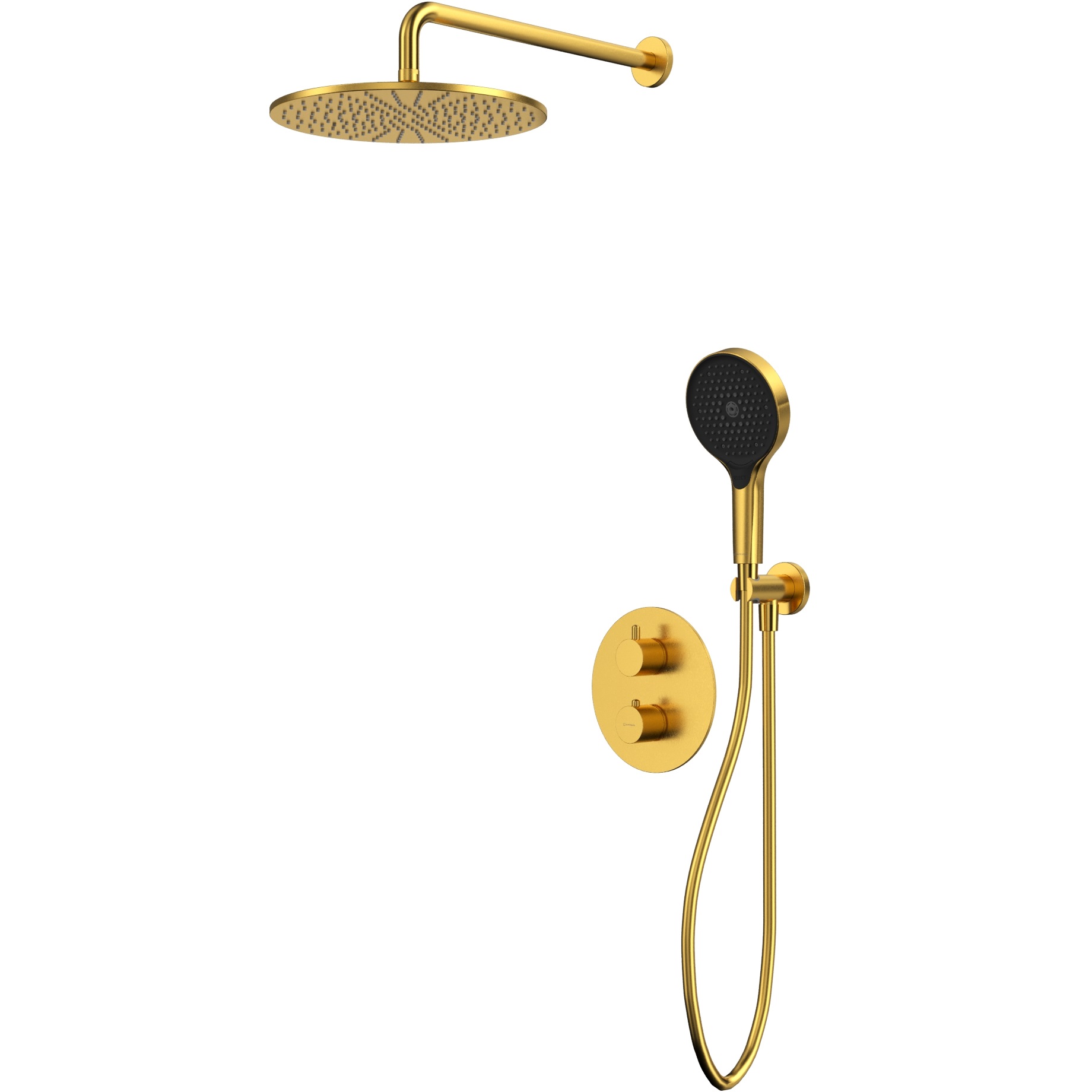 Душевой комплект скрытого монтажа 30x30см., Whitecross серия Y YSET08TOPGLB (золото брашированное PVD), с термостатом, без излива