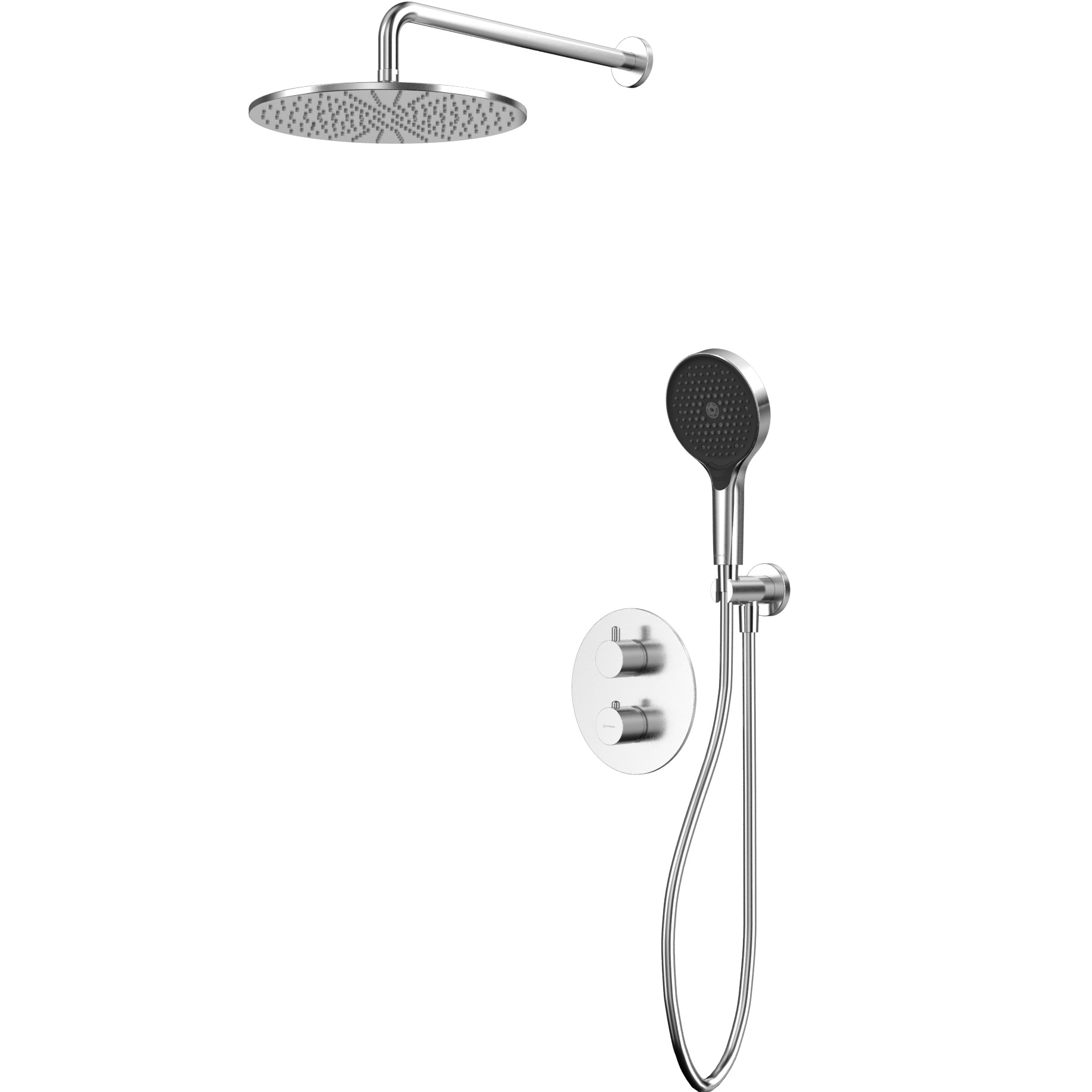 Душевой комплект скрытого монтажа 30x30см., Whitecross серия Y YSET08TOPNIB (никель брашированный PVD), с термостатом, без излива