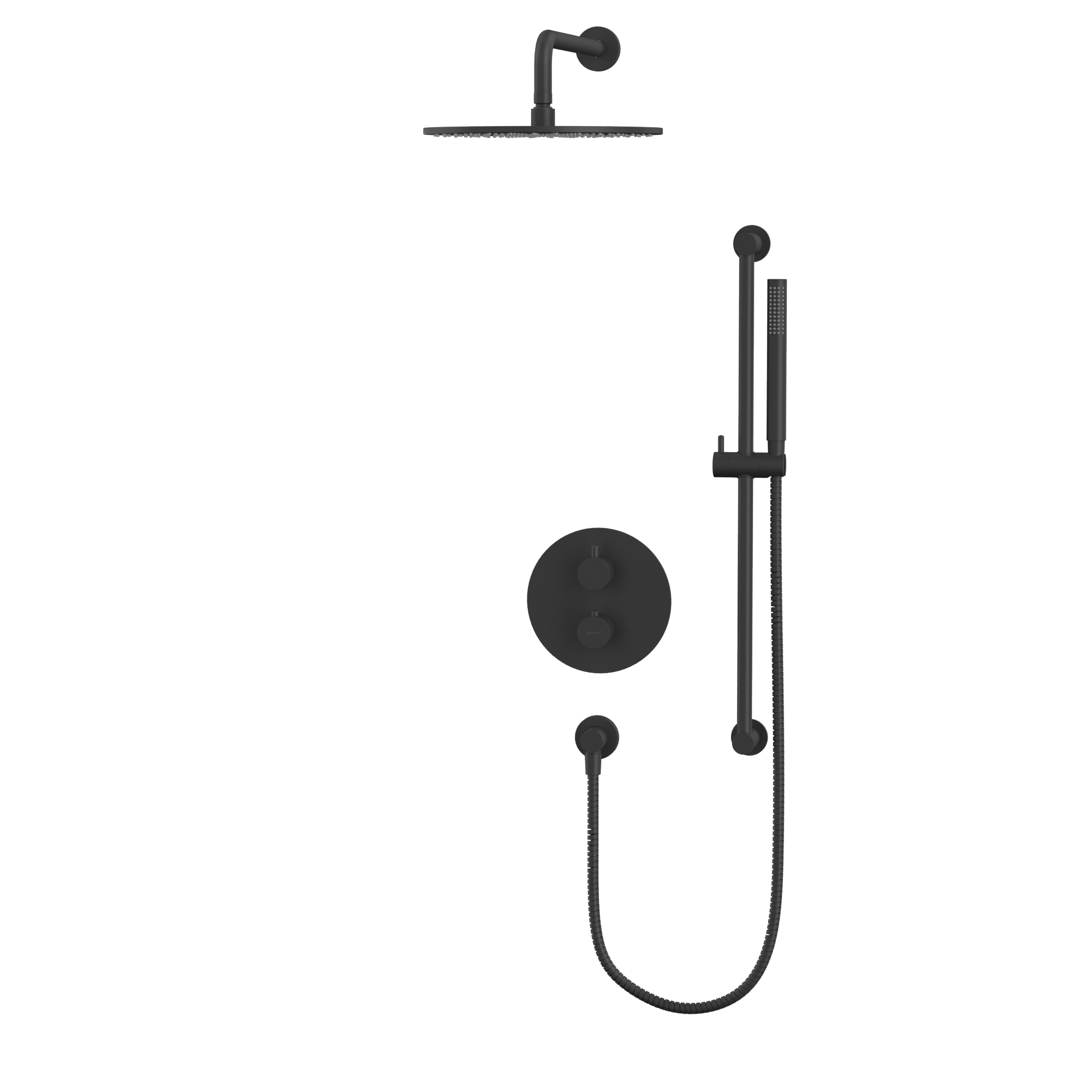 Душевой комплект скрытого монтажа 30x30см., Whitecross серия Y YSET09BL (черный матовый), с термостатом, без излива