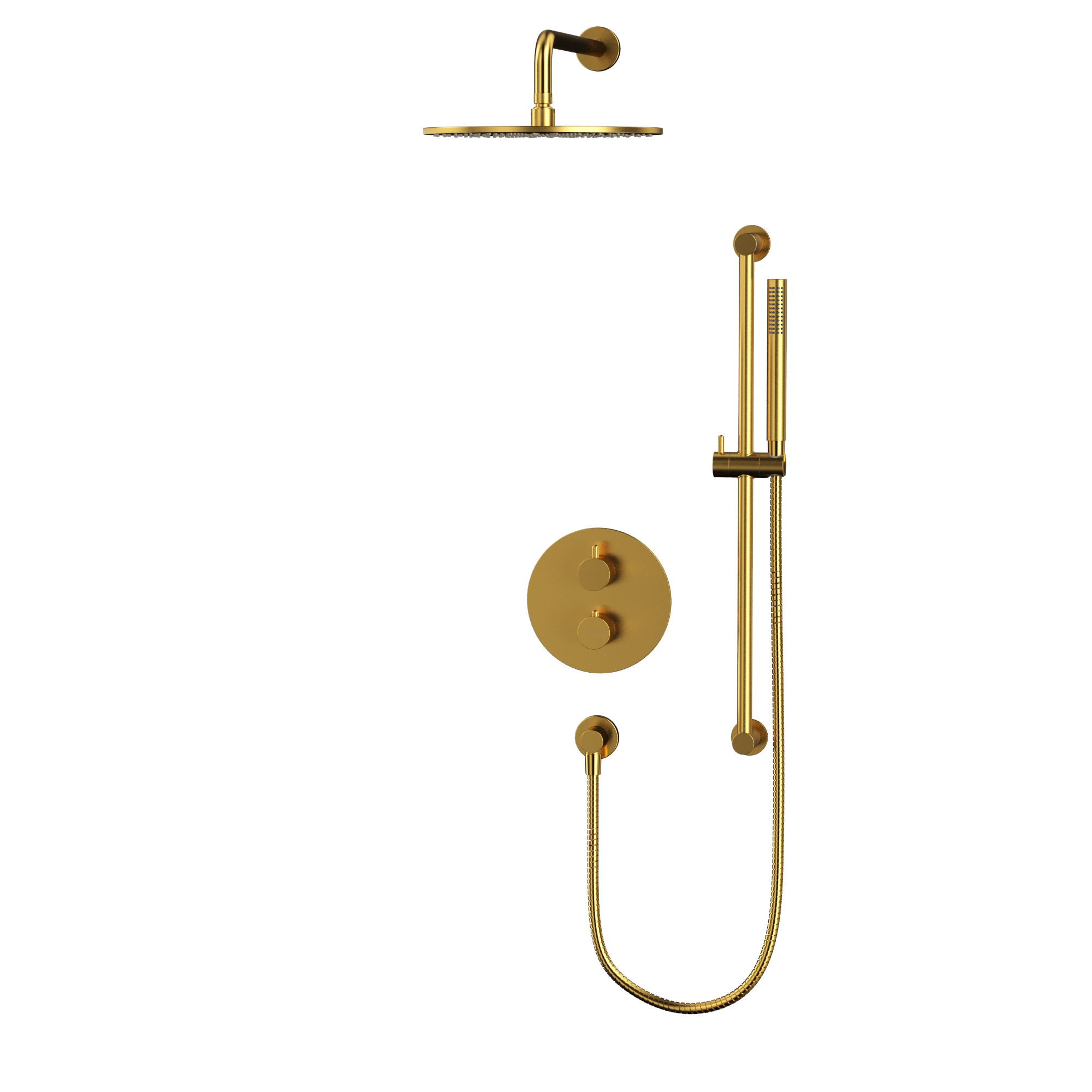 Душевой комплект скрытого монтажа 30x30см., Whitecross серия Y YSET09GLB (золото брашированное PVD), с термостатом, без излива