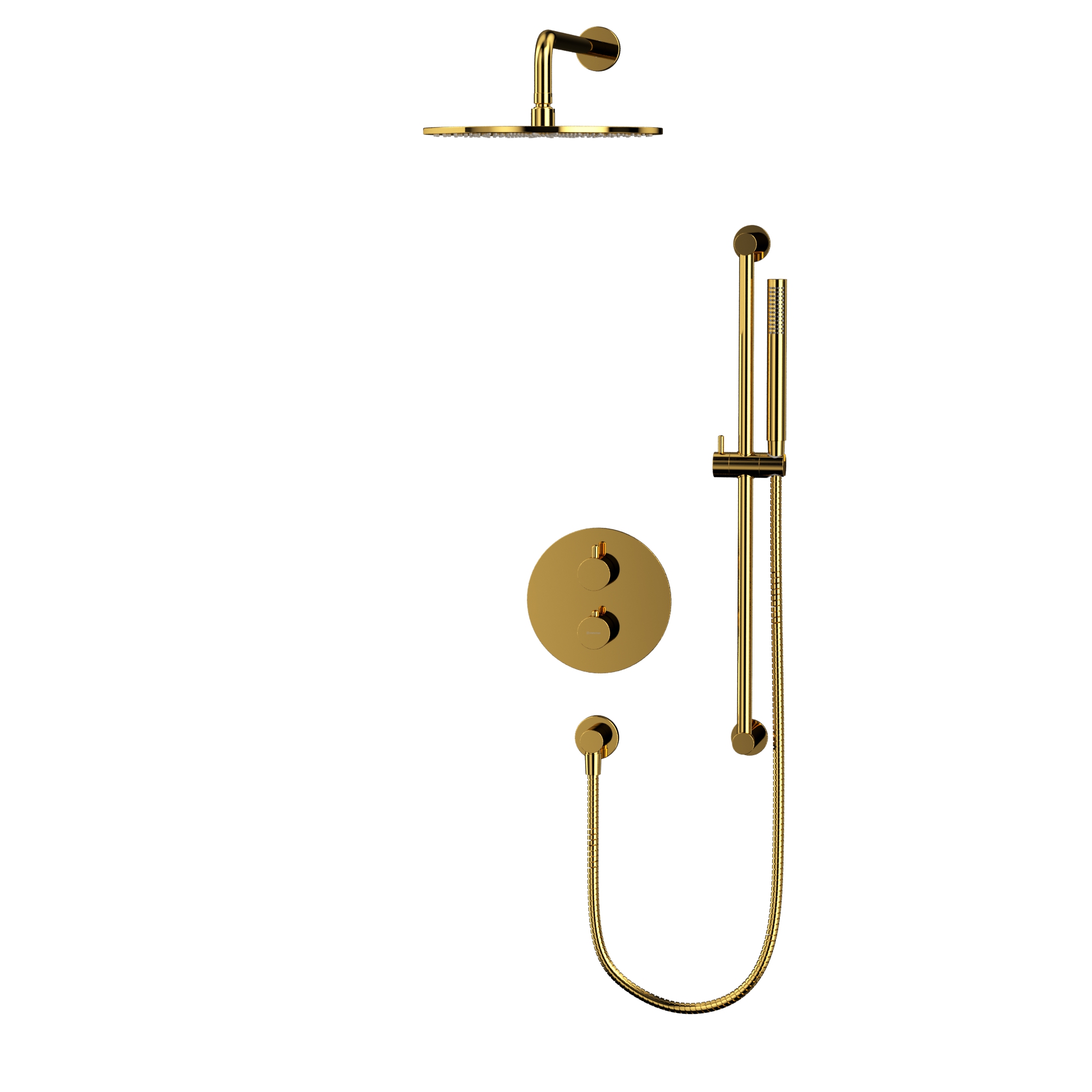 Душевой комплект скрытого монтажа 30x30см., Whitecross серия Y YSET09GL (золотой PVD), с термостатом, без излива