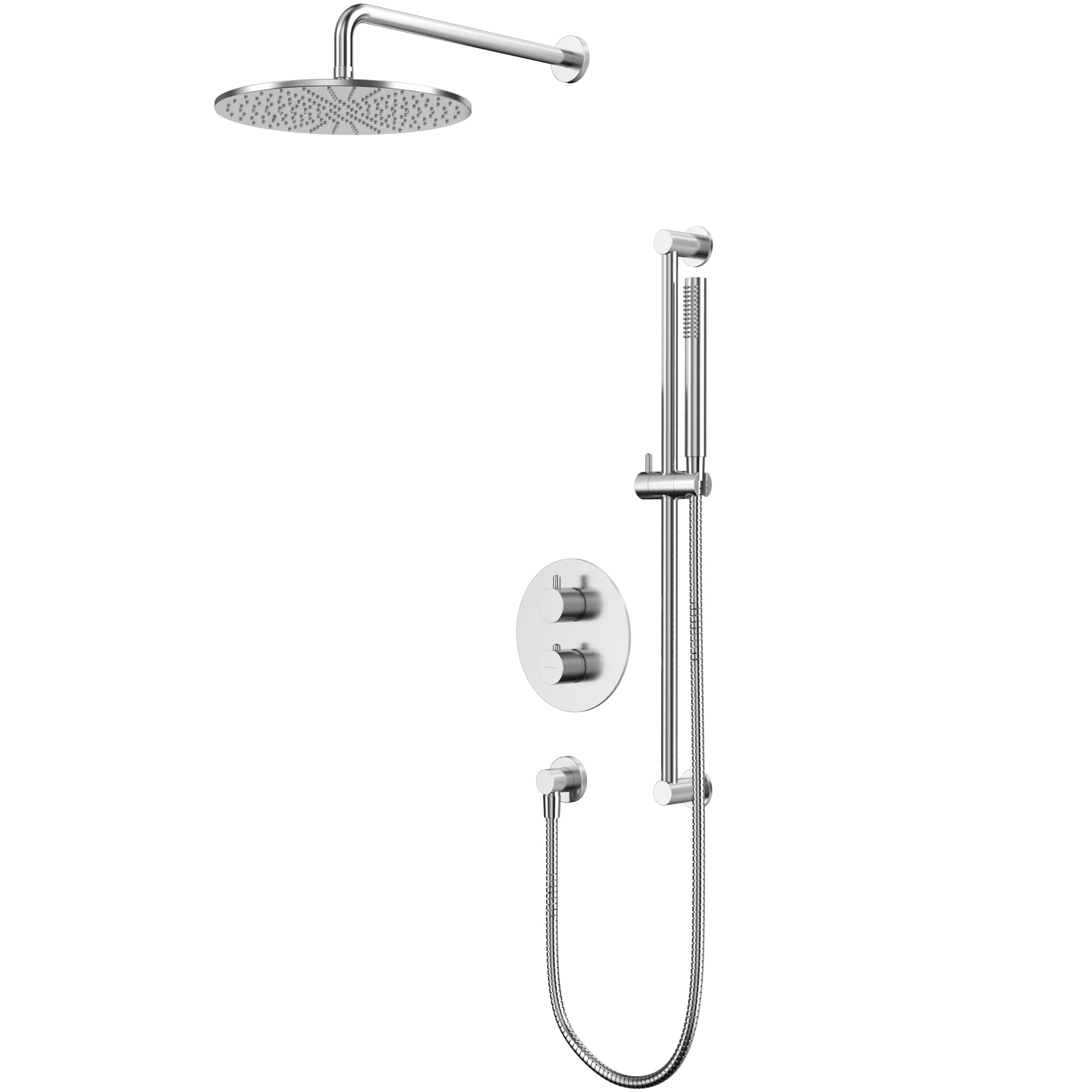 Душевой комплект скрытого монтажа 30x30см., Whitecross серия Y YSET09NIB (никель брашированный PVD), с термостатом, без излива