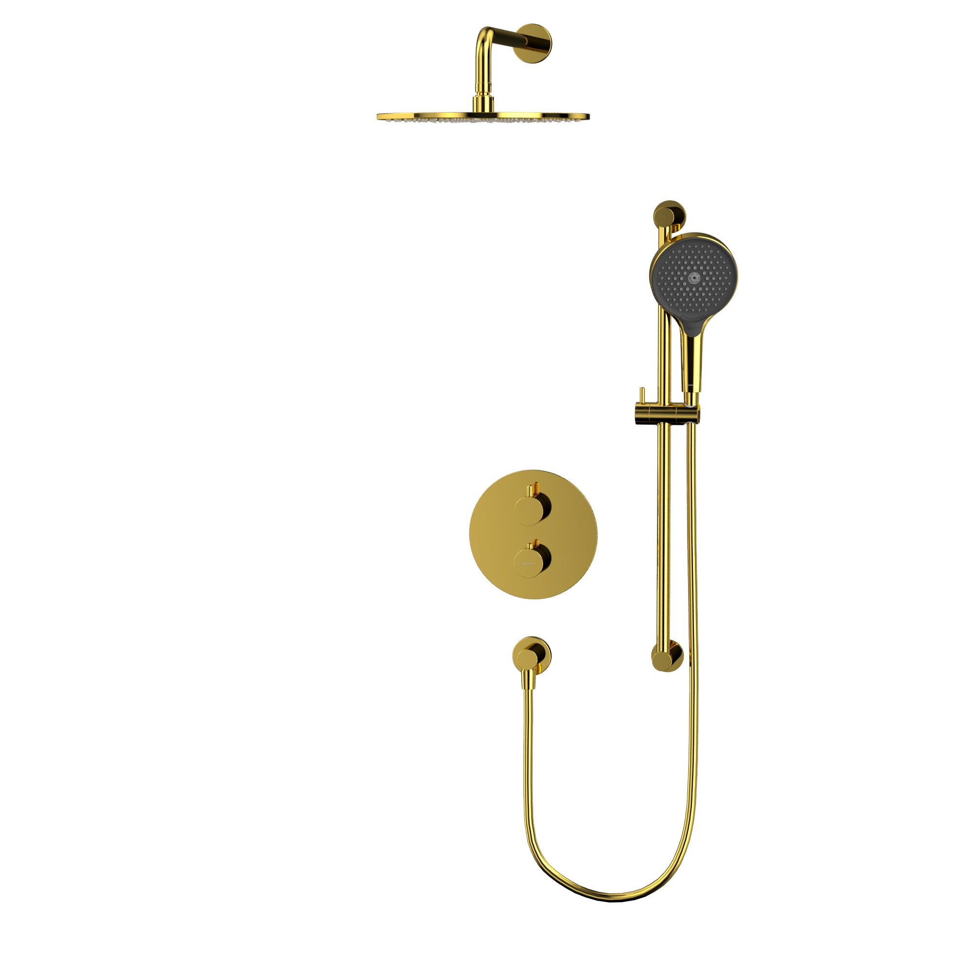 Душевой комплект скрытого монтажа 30x30см., Whitecross серия Y YSET09TOPGL (золотой PVD), с термостатом, без излива